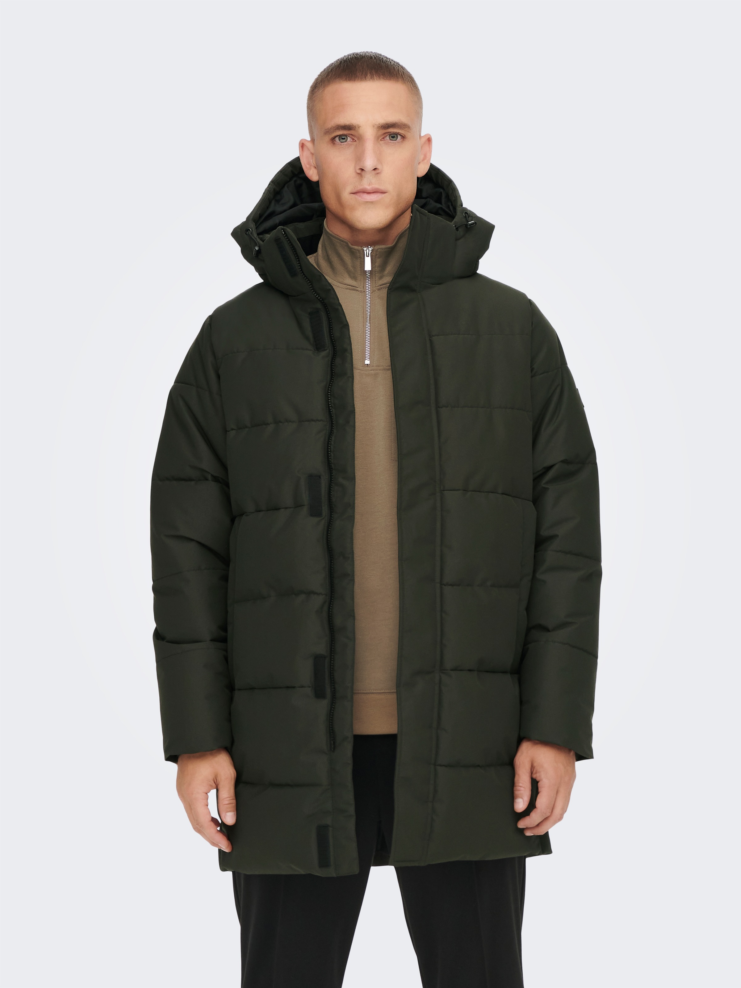 ONLY & SONS Veste matelassée »ONSCARL LIFE LONG QUILTED COAT NOOS OTW« mit Kapuze