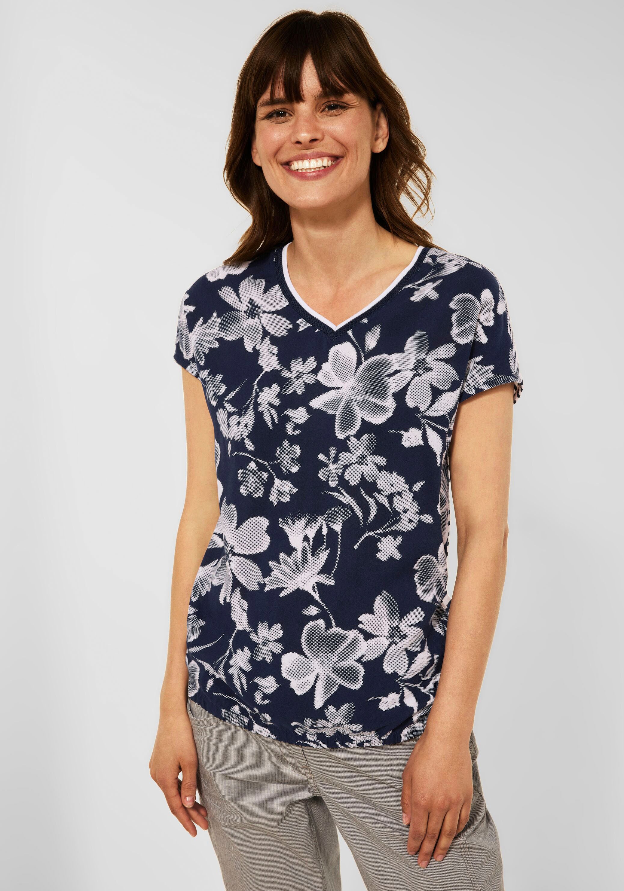 Image of Cecil V-Shirt, im Mustermix mit Streifen und Blumenprint bei Ackermann Versand Schweiz