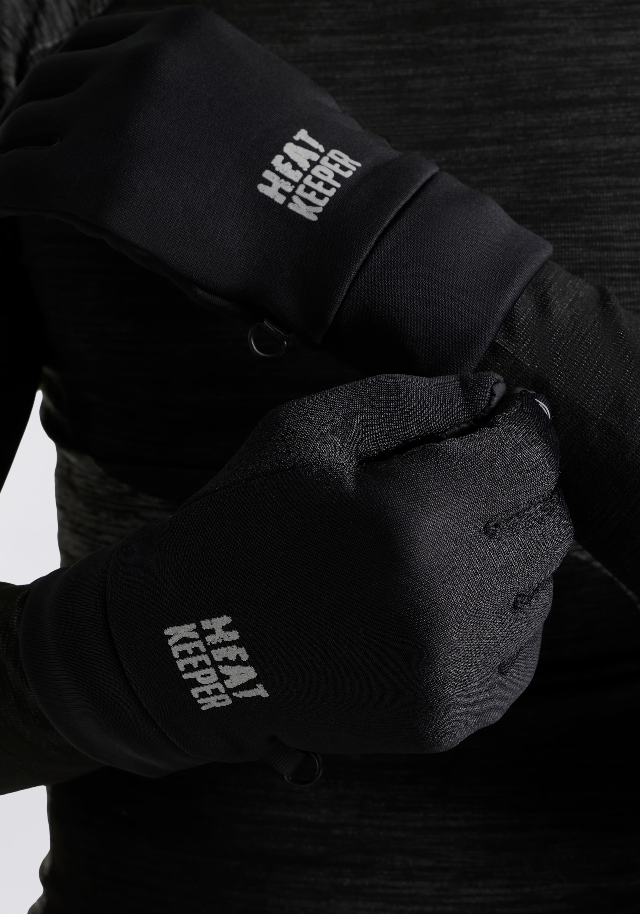 Heatkeeper Fleecehandschuhe mit Silikon-Finish an der Handfläche und I-Touch-Profile an Daumen