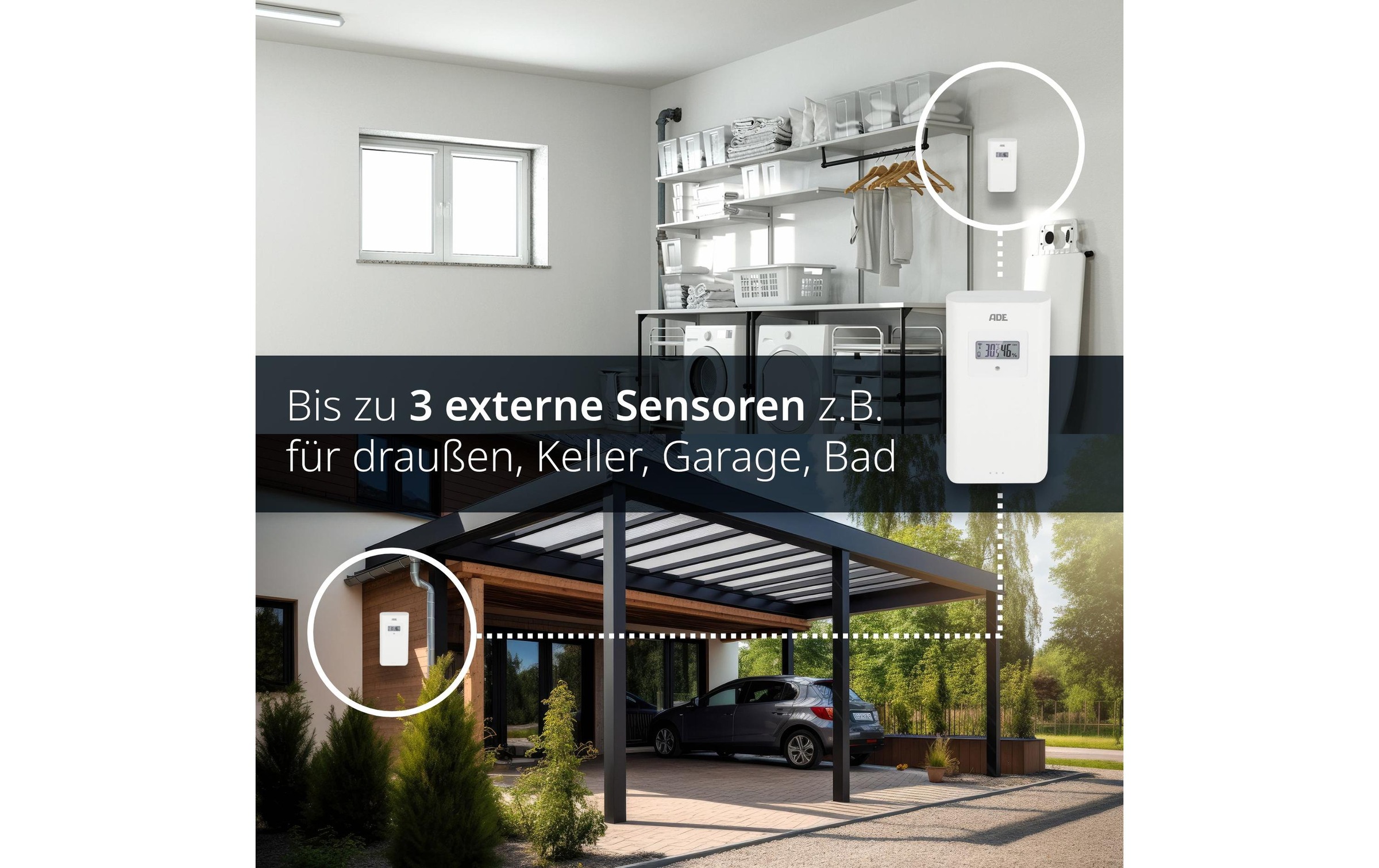 ADE Funkwetterstation »mit Funk-Aussensensor«