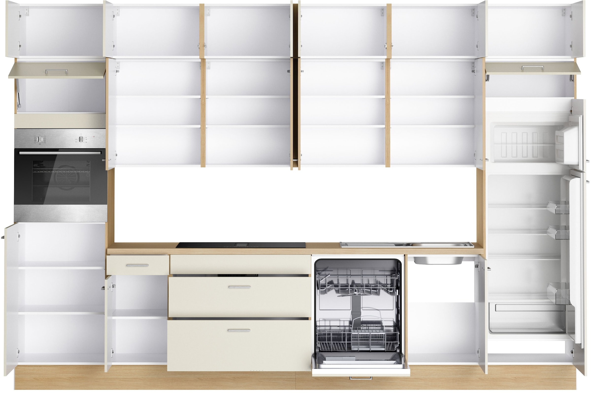 KOCHSTATION Kitchenette »KS-Lucy« Breite 360 cm, Soft-Close, inkl. Zubehör, wahlweise mit E-Geräten