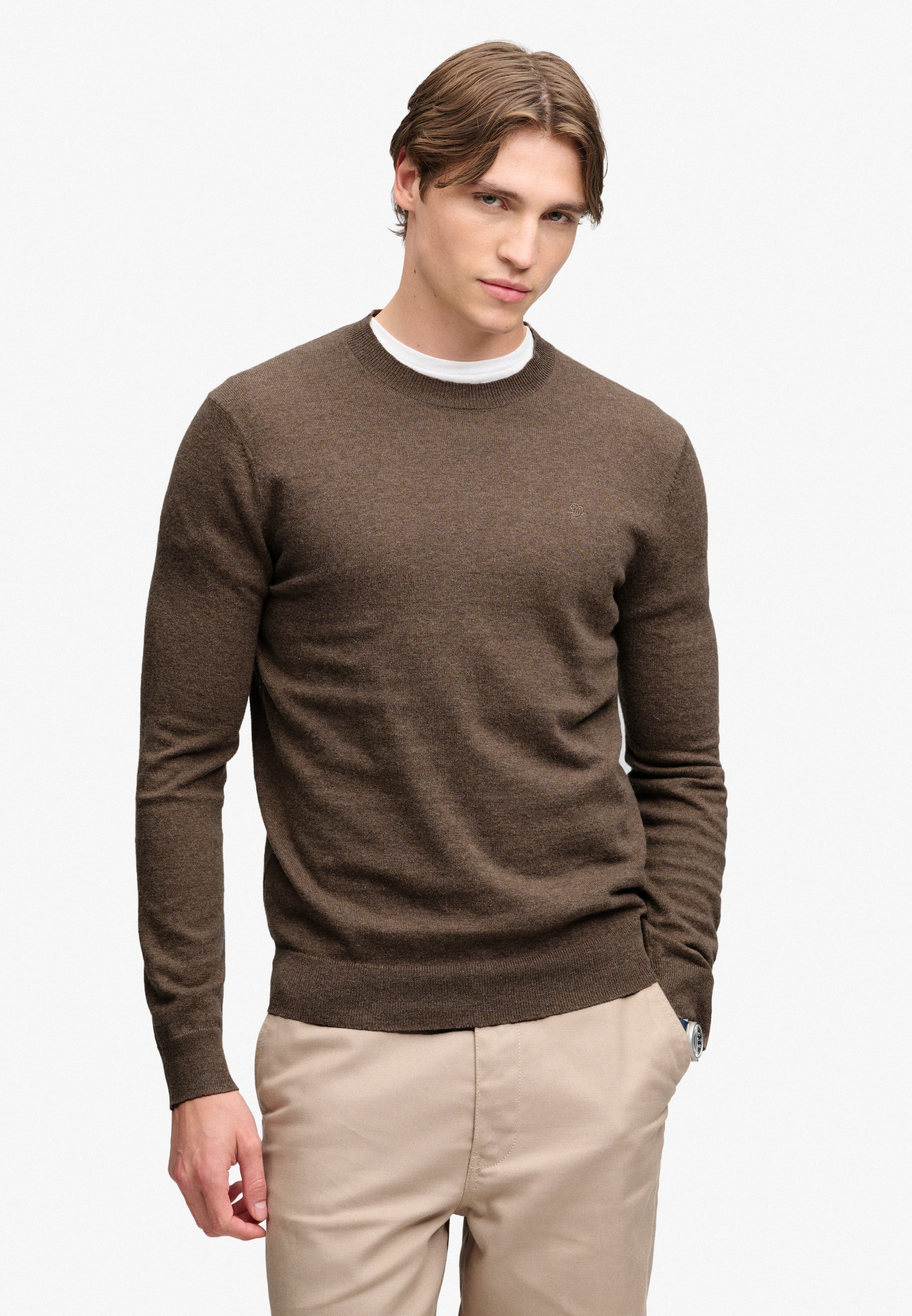 Image of Superdry Rundhalspullover "ESSENTIAL LW WOOL BLEND JUMPER" Baumwollmischung, slim fit