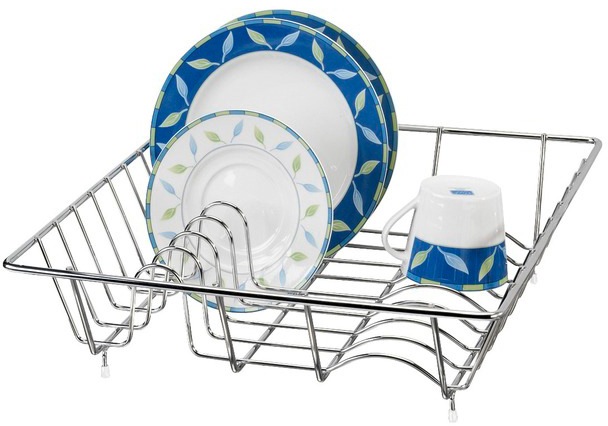 Image of WENKO Geschirrständer, mit Tellerständer und Tassenablage für Gläser und Tassen, 35 x 35 x 9 cm, Silberfarben glänzend bei Ackermann Versand Schweiz