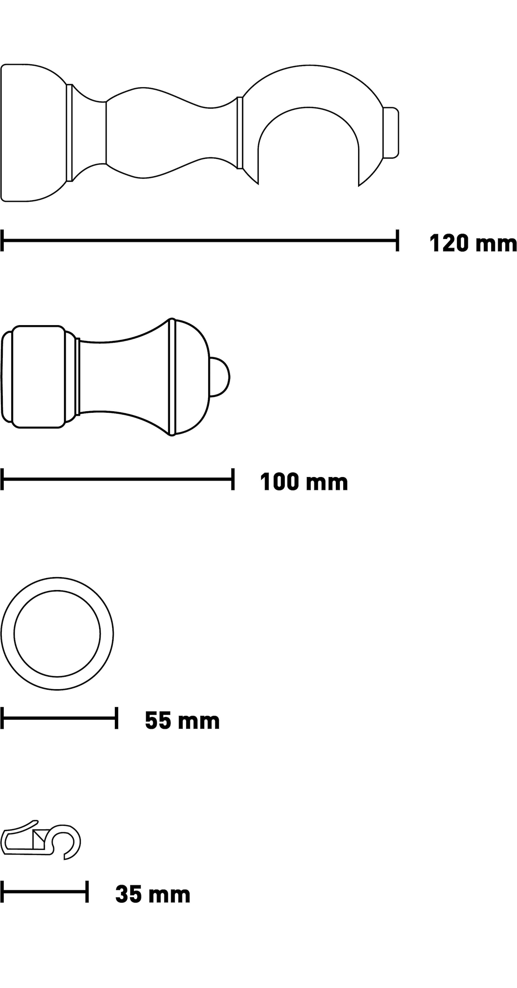 SN DECO GROUP Tringle à rideaux »Ares« 1 läufig-läufig Fixmass 28 mm, Holz, verschiedene Längen und Farben, Komplettset
