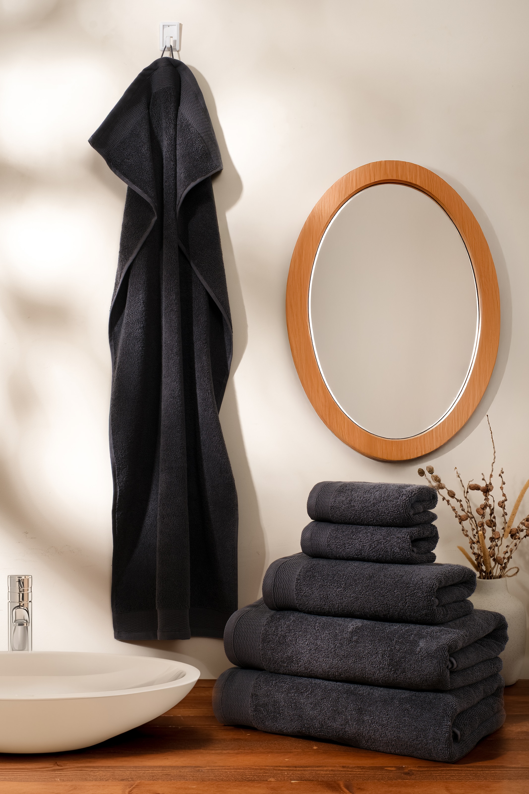 GOODproduct Set de serviettes »Fenya, flauschig und weich, Premium Handtücher, 550 gr/m²« Set 6 cuis Frottee en feutre mit Bordüre, Set, 100% Baumwolle, Hotel-Qualität, 5 Jahre Garantie