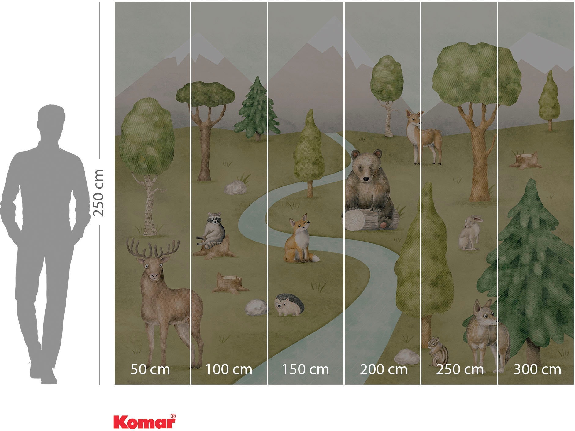 Komar Fototapete »Digitaldruck Vlies - Neighbor-wood Meetings - Grösse 300 x 250 cm«, bedruckt, Wohnzimmer, Schlafzimmer
