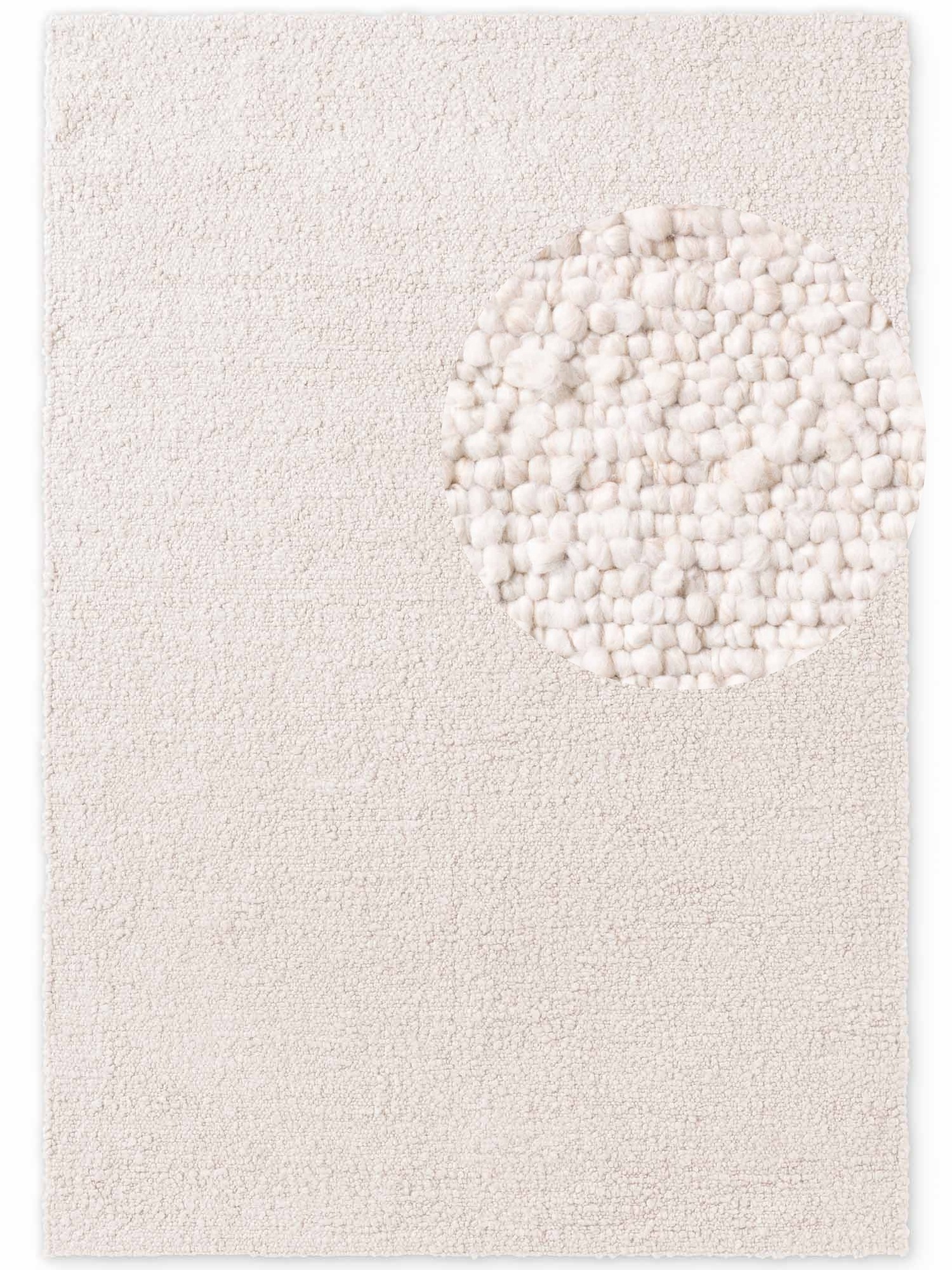 THE RUGS Portobello Soft Polyester Rug & Runner Living Room in Off White | Size: 120cm x 170cm
