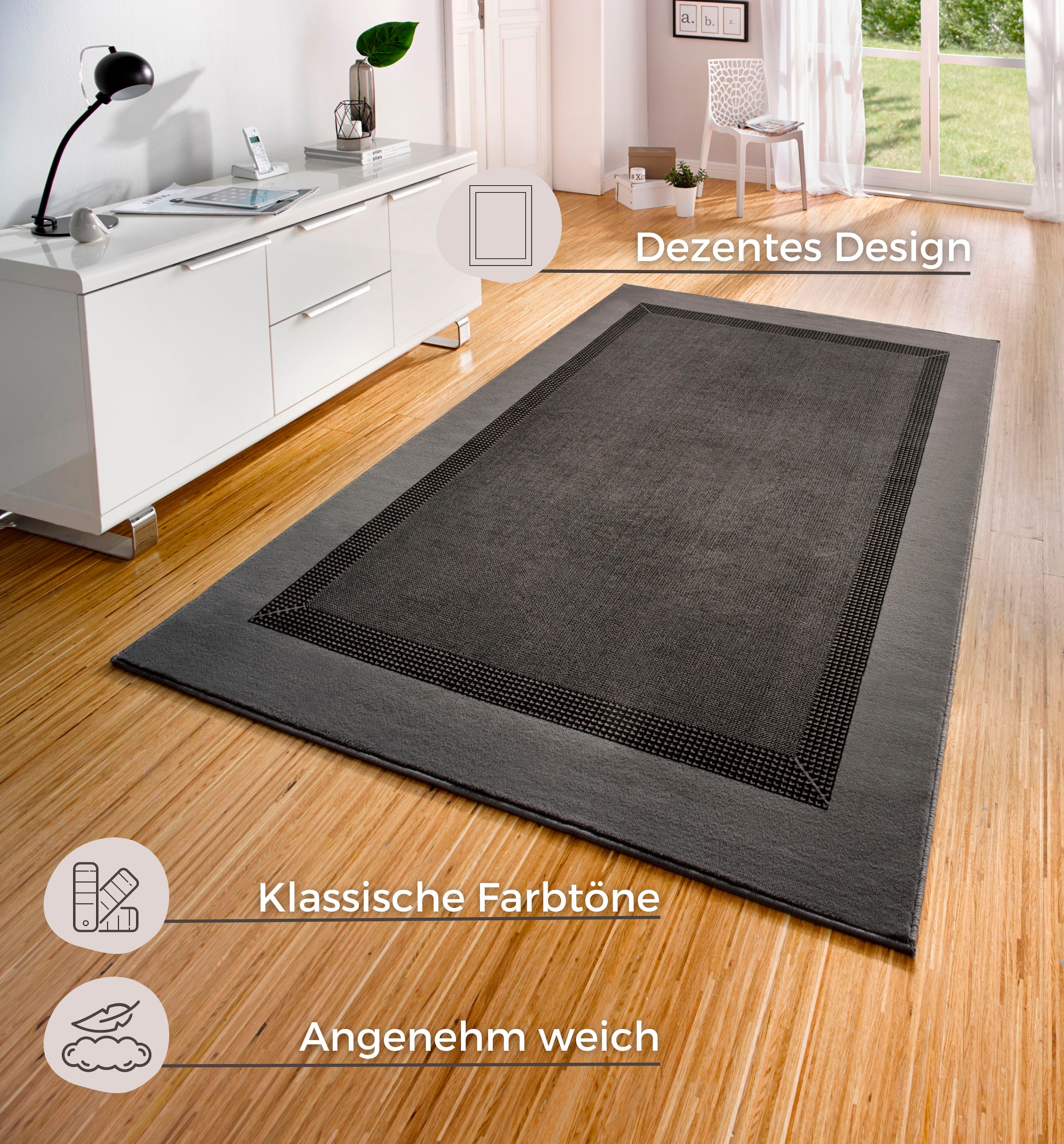 HANSE Home Teppich »Band«, rechteckig, 9 mm Höhe, Kurzflor, weich, Läufer Grössen, Wohnzimmer, Schlafzimmer, Esszimmer