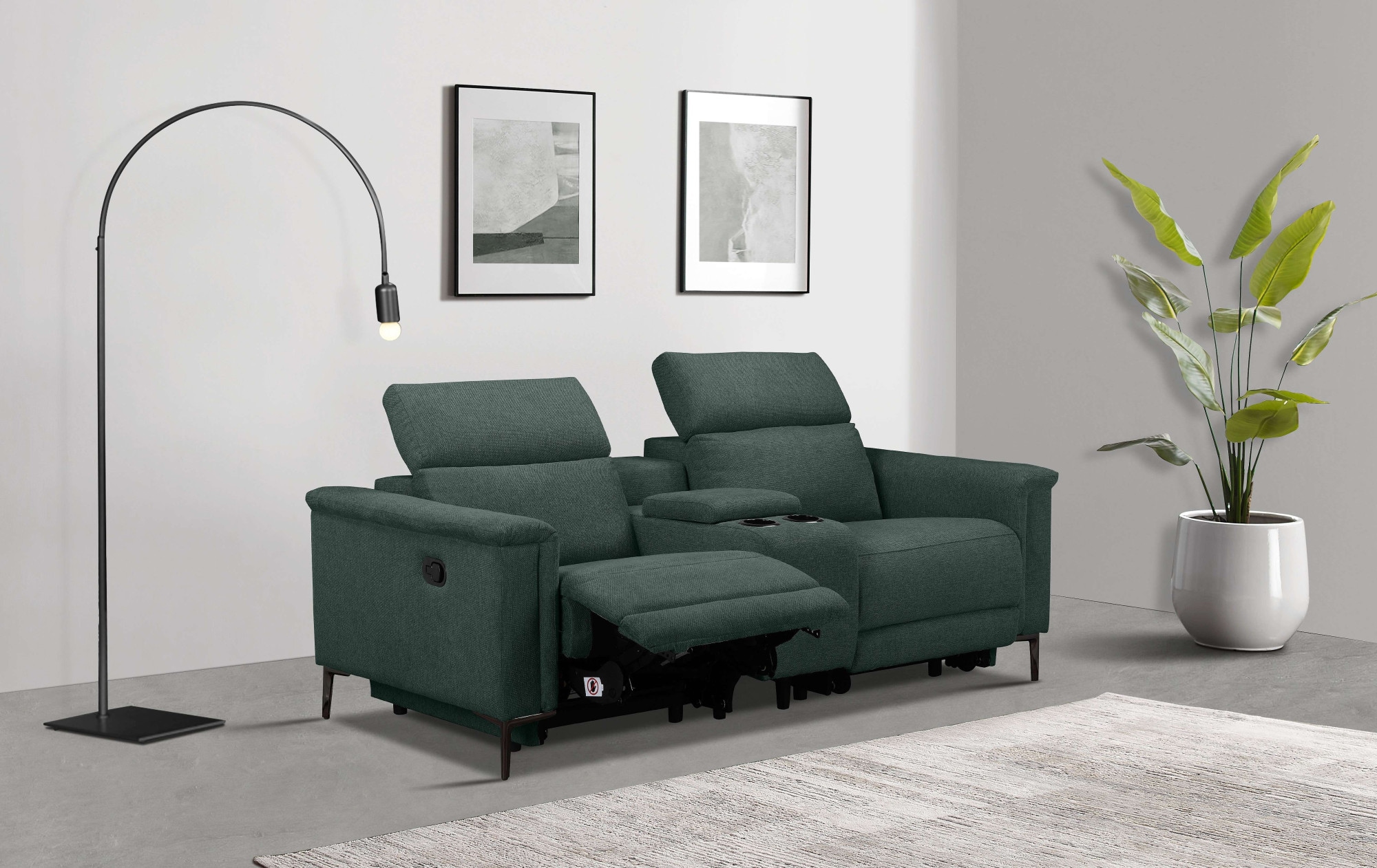 Home affaire 2-Sitzer »Lund, 2er-Kinosofa, TV-Sessel, Multimedia-Sofa, USB-A,« m. elektrischer o. manueller Relaxfunktion, Getränkehalter u. Staufach