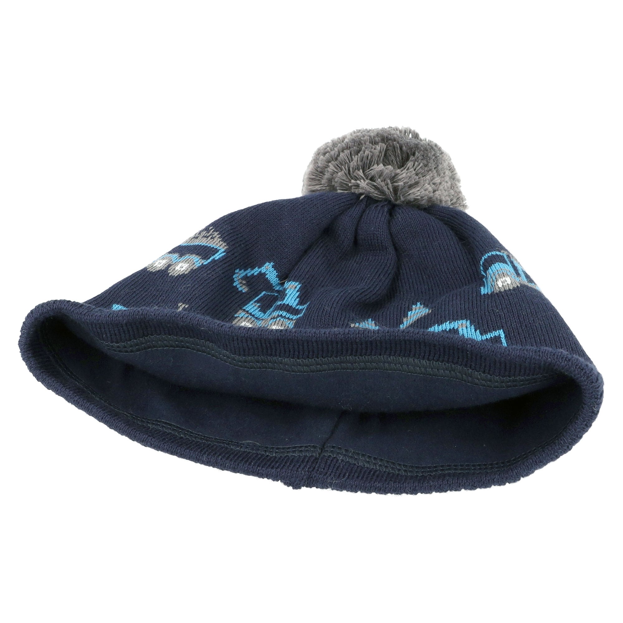 MAXIMO Bonnet tricoté Baumwolle, gefüttert, kontrastfarbener Bommel, Motiv