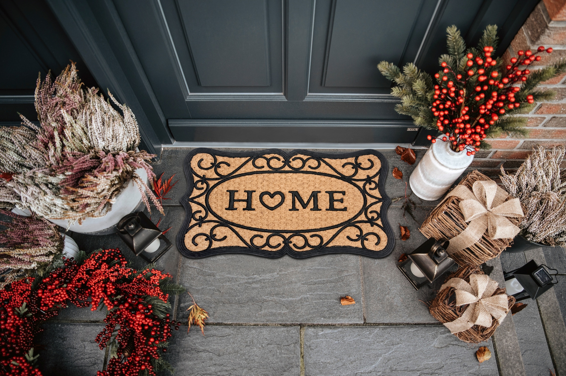 HANSE Home Fussmatte »Gummi-Kokos Heart Home Ornament, Türmatte«, rechteckig, 8 mm Höhe, Kokos, Gummi, Schmutzfangmatte, Outdoor, Rutschfest, Innen, Kokosmatte