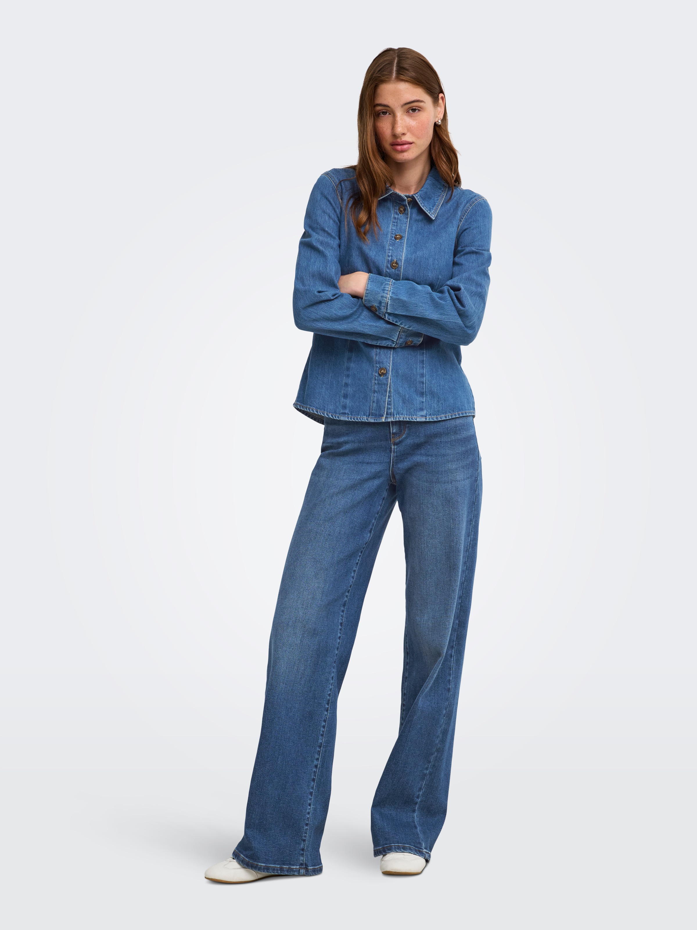 ONLY Blouse en jean »ONLUNA FITTED SHIRT DNM« coton, denim
