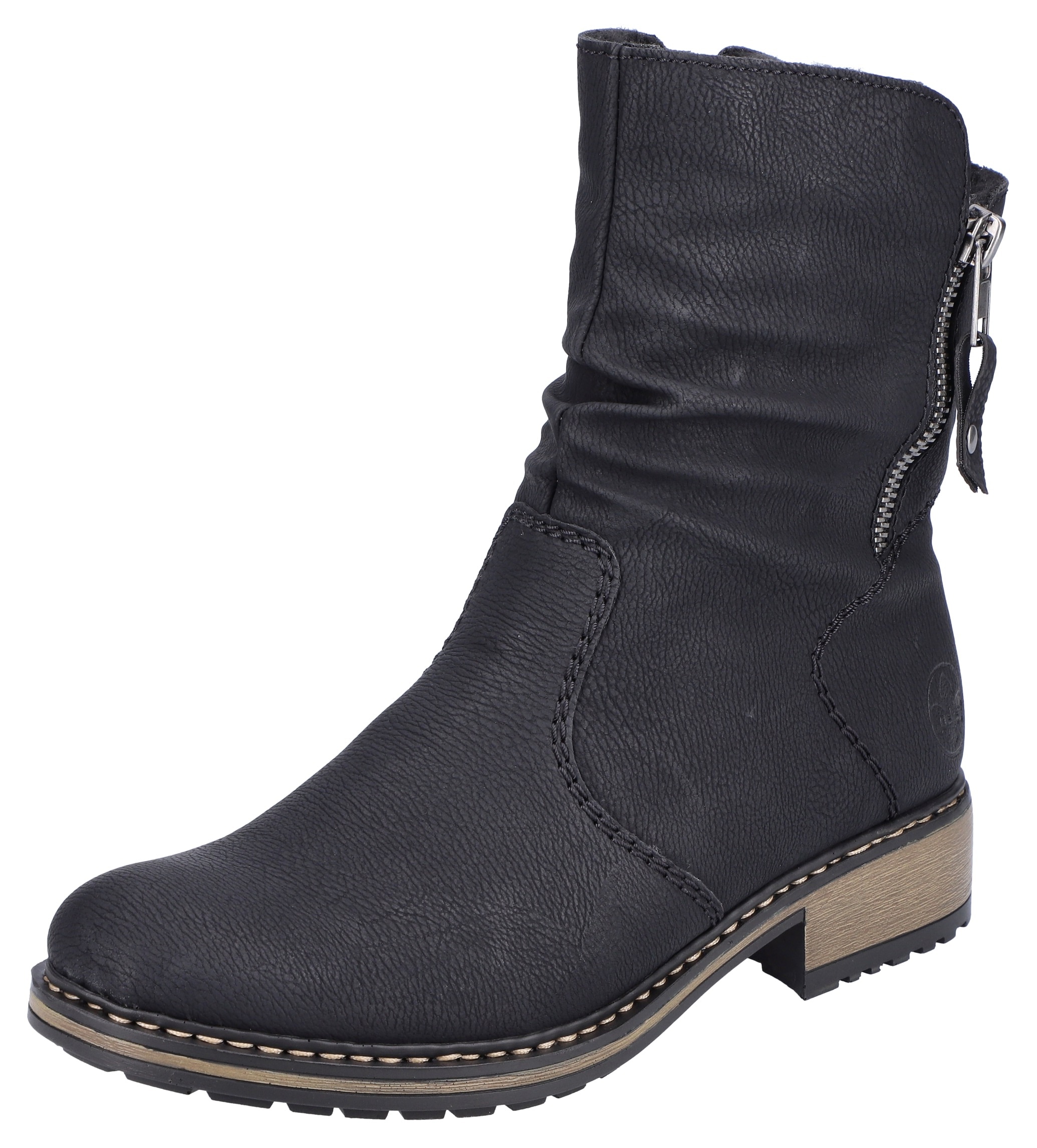 Rieker Winterstiefelette, Winterboots, slouchy Schaft, Blockabsatz in schmaler Form