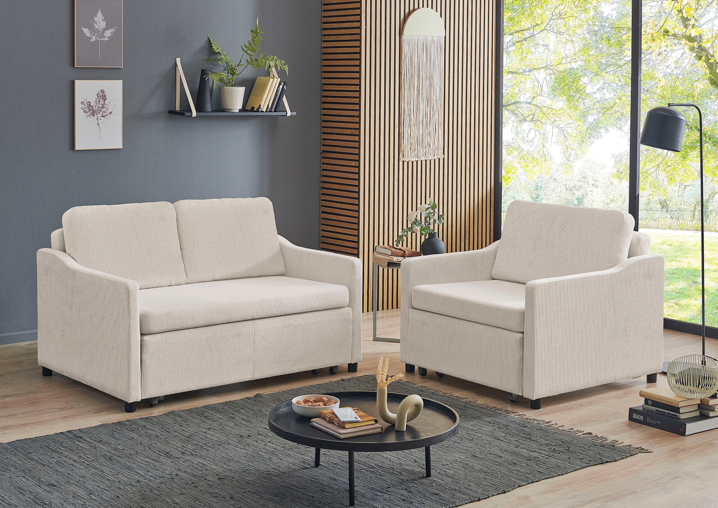 Image of ATLANTIC home collection Schlafsofa "Anella" mit Cord-Bezug, mit Schlaffunktion, frei im Raum stellbar