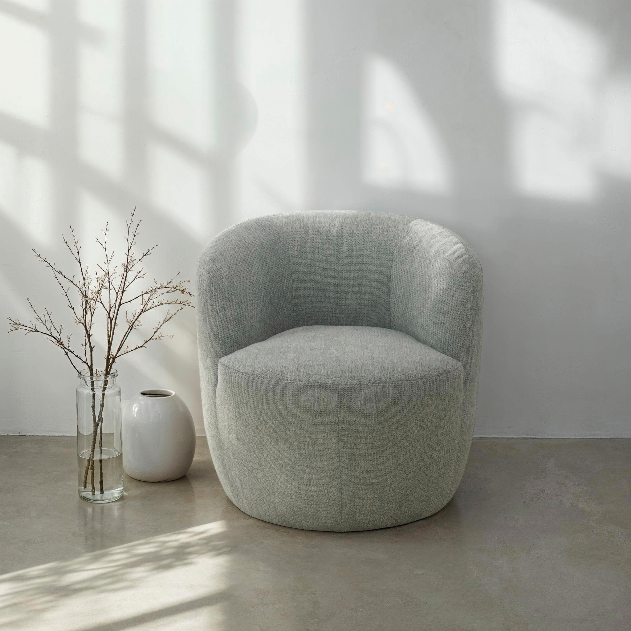 DOMO collection Sessel »Obidos moderner Loungesessel« Struktur weich, grau