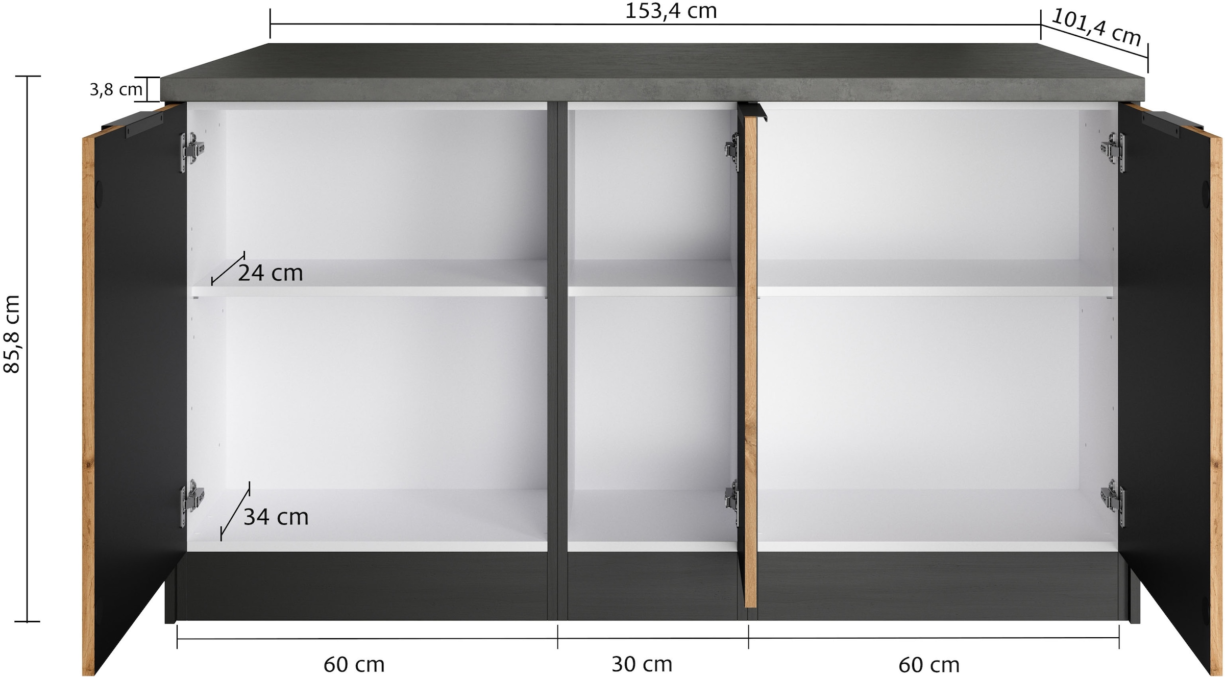 KOCHSTATION Kücheninsel »KS-Lagos« Kücheninsel 153/100 cm, mit höhenverstellbaren Möbelfüssen