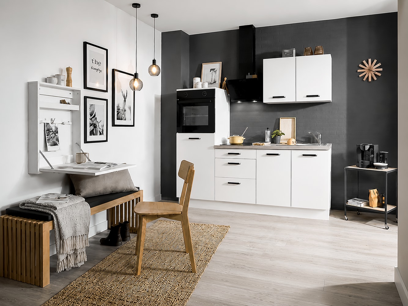 wiho Küchen Kitchenette »Compact« Largeur 210 cm, éventuellement avec appareils (sans réfrigérateur)