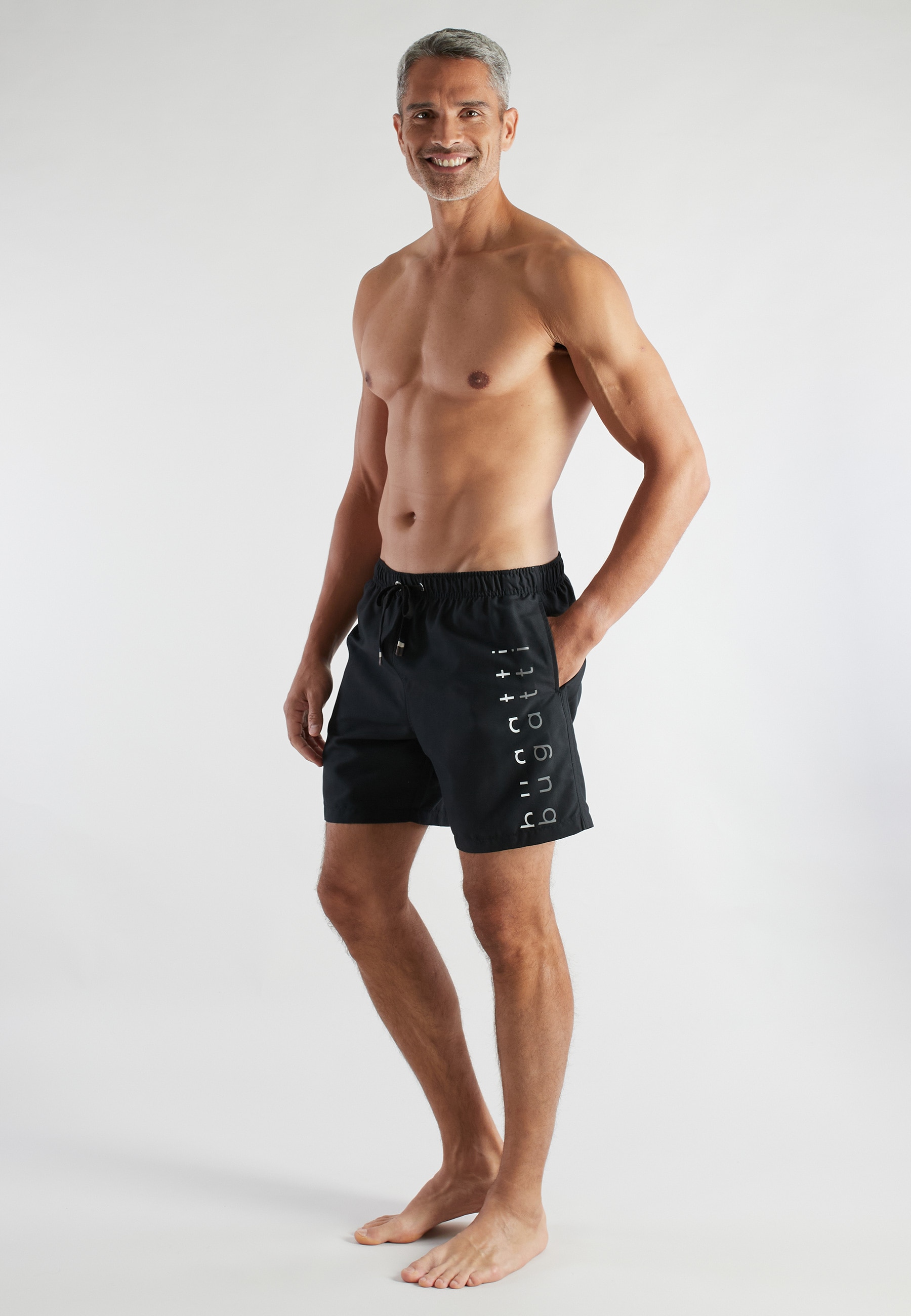 Image of bugatti Badeshorts basic, mit Logodruck, mit Kordelzug, bequem