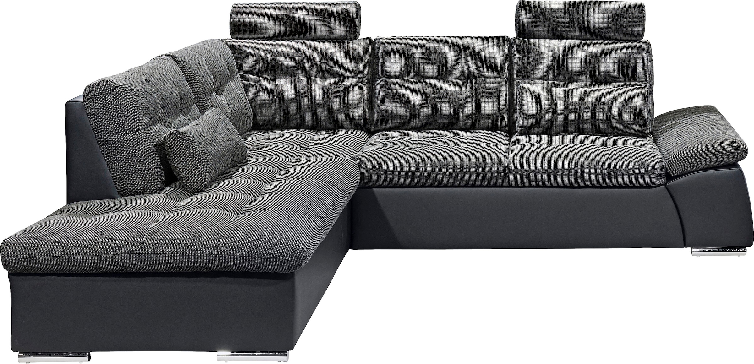 ED EXCITING DESIGN Canapé d'angle »Jakarta L-Form« mit Bettfunktion, Armteilverstellung, Kopfstützen & 2 Nierenkissen