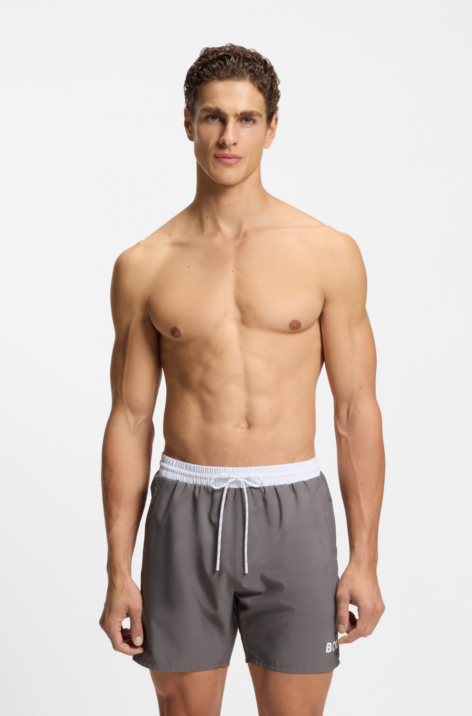 Boss, Herren, BOSS »Starfish« mit Kontraststreifen, dunkelgrau 025, L, N-Gr, Badeshorts von BOSS Black Menswear