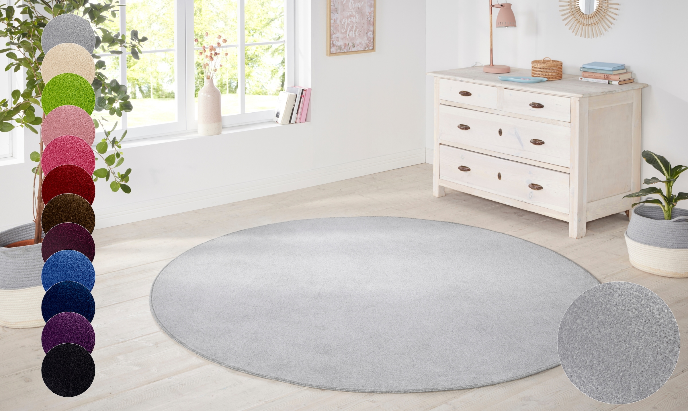 Image of HANSE Home Teppich "Shashi" rund 8,5 mm Höhe Kurzflor, Unifarben, Teppich, Weich, Esszimmer, Kinderzimmer, Flur