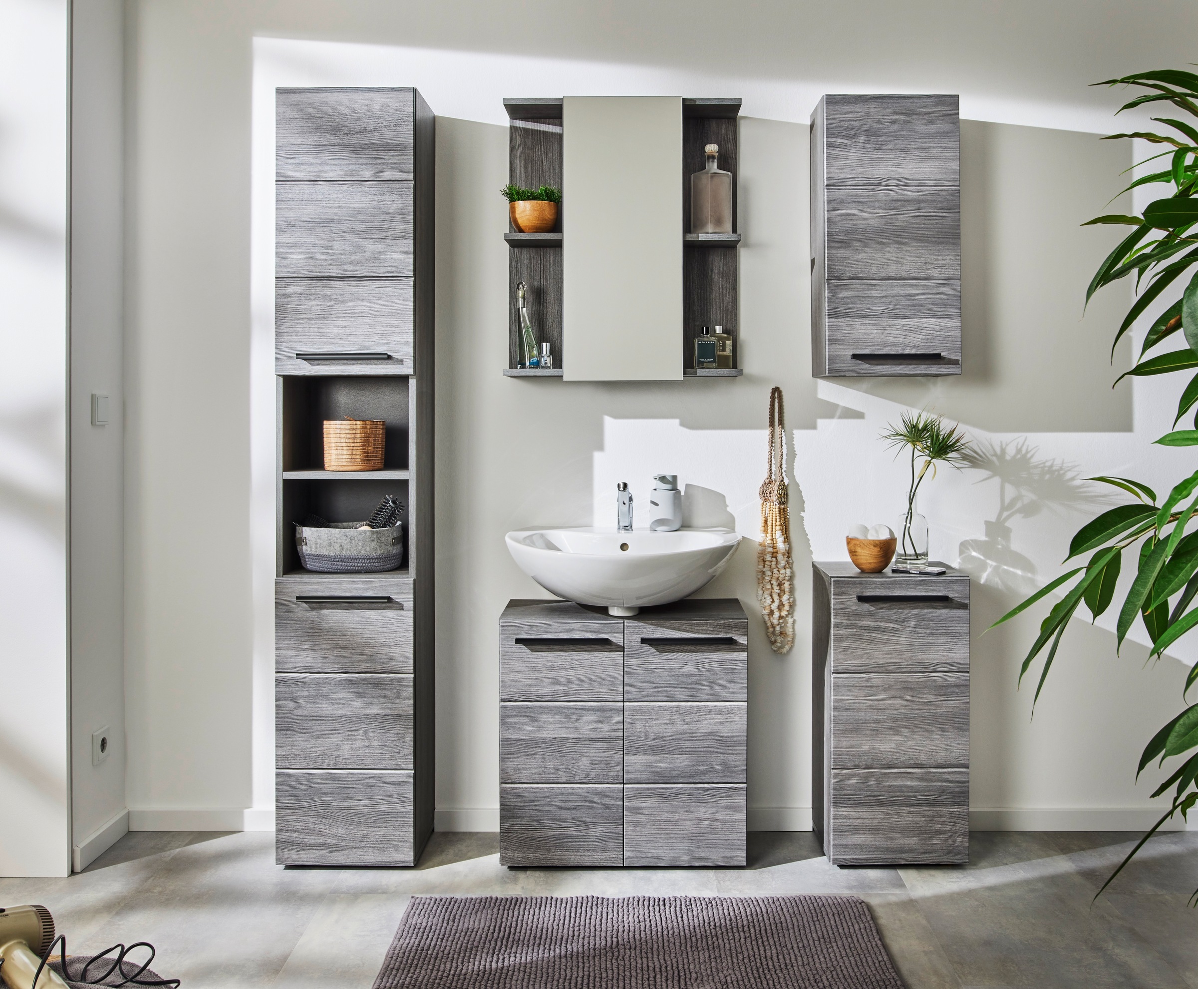 BASIC by Balculina Armoire suspendue »Silver, Badezimmerschrank BxHxT 34x70x23« 1 cuis tlg. largeur 34 cm, porte montable à gauche/droite, FSC-Mix 70%