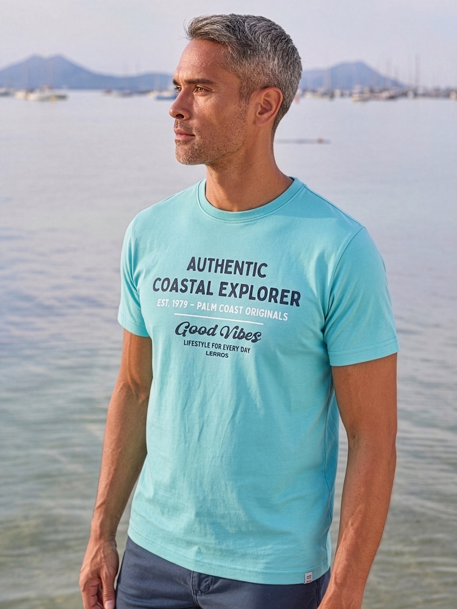 Image of LERROS T-Shirt "T-Shirt mit O-Neck aus softer Baumwolle mit Summervibe-Print"