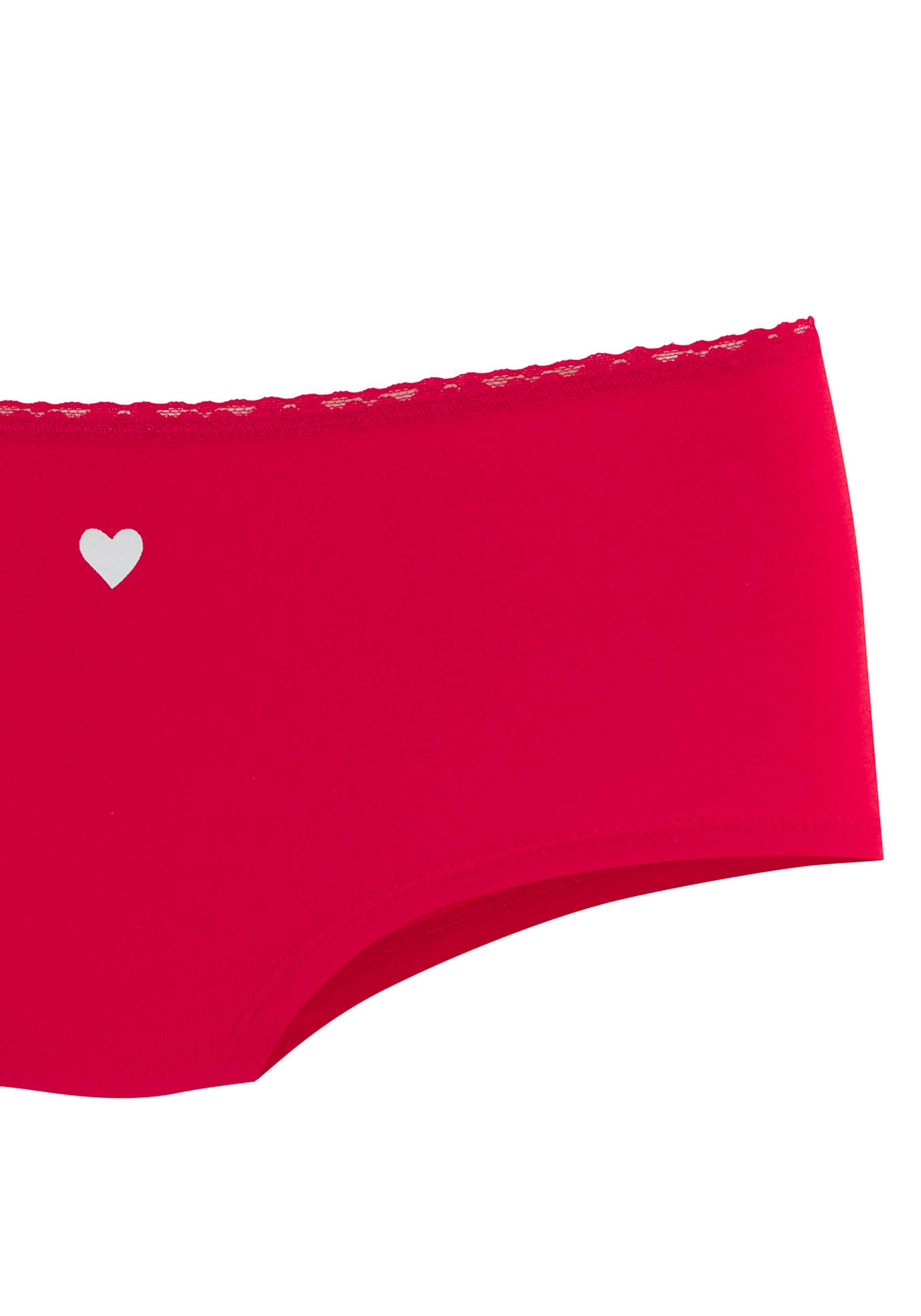 LASCANA Panty, (5er-Pack), mit süssen Herzchen-Prints und aus elastischer Baumwoll-Qualität