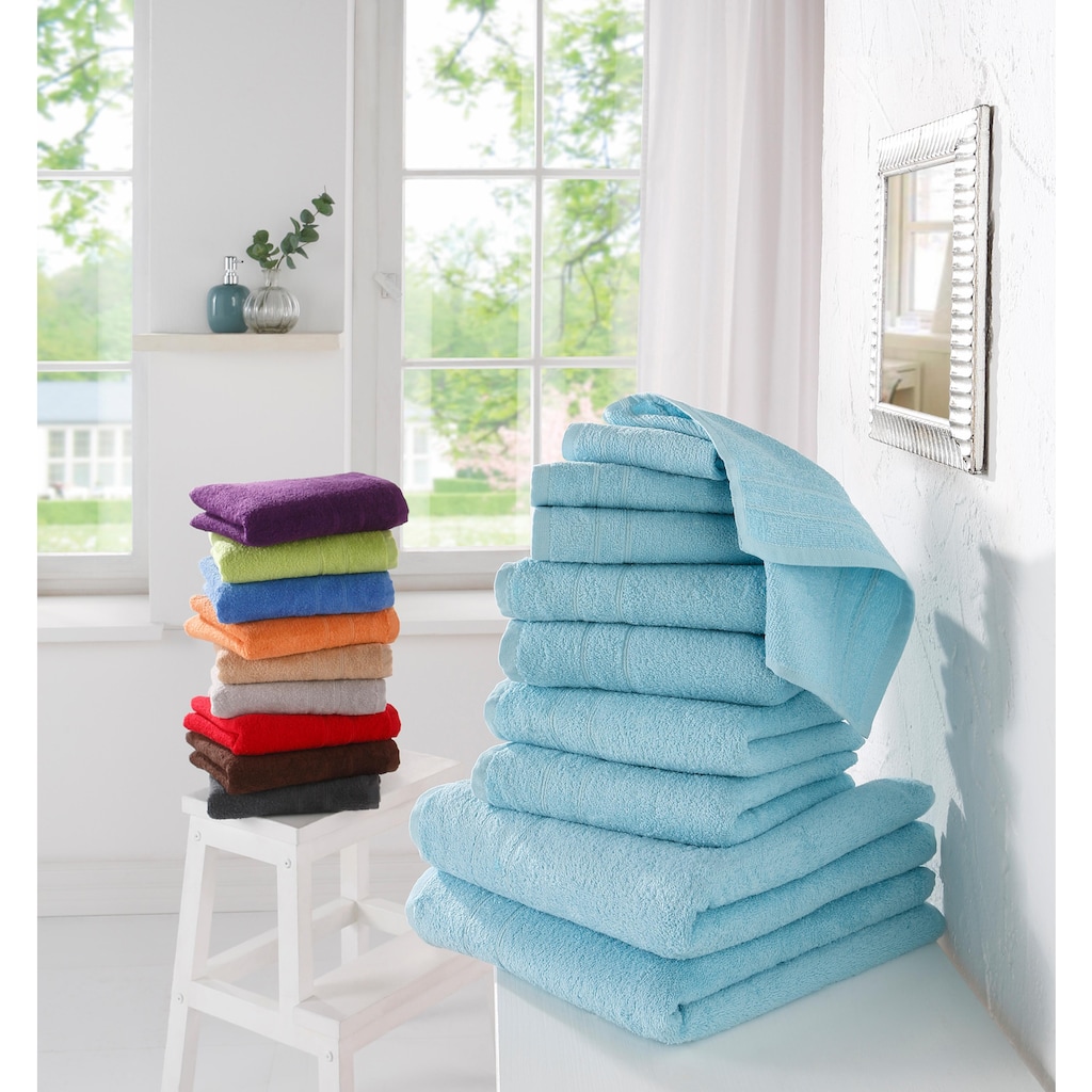 my home Handtuch Set »Inga, Handtücher mit feiner Bordüre,«, (Set, 10 St., 2 Seiftücher-2 Gästetücher-4 Handtücher-2 Duschtücher)