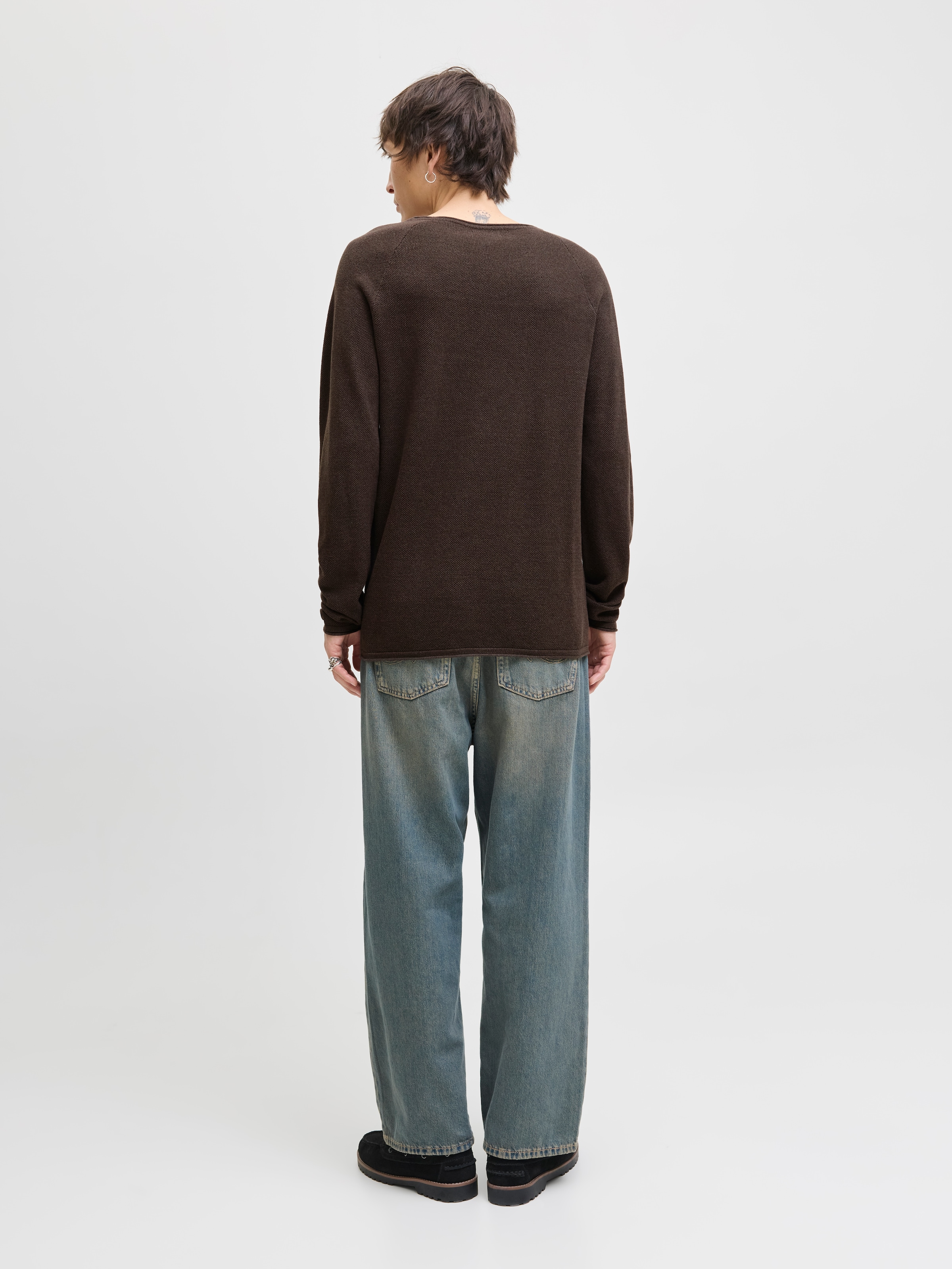 Jack & Jones Rundhalspullover »JJEHILL KNIT CREW NECK NOOS«, aus Strukturstrick