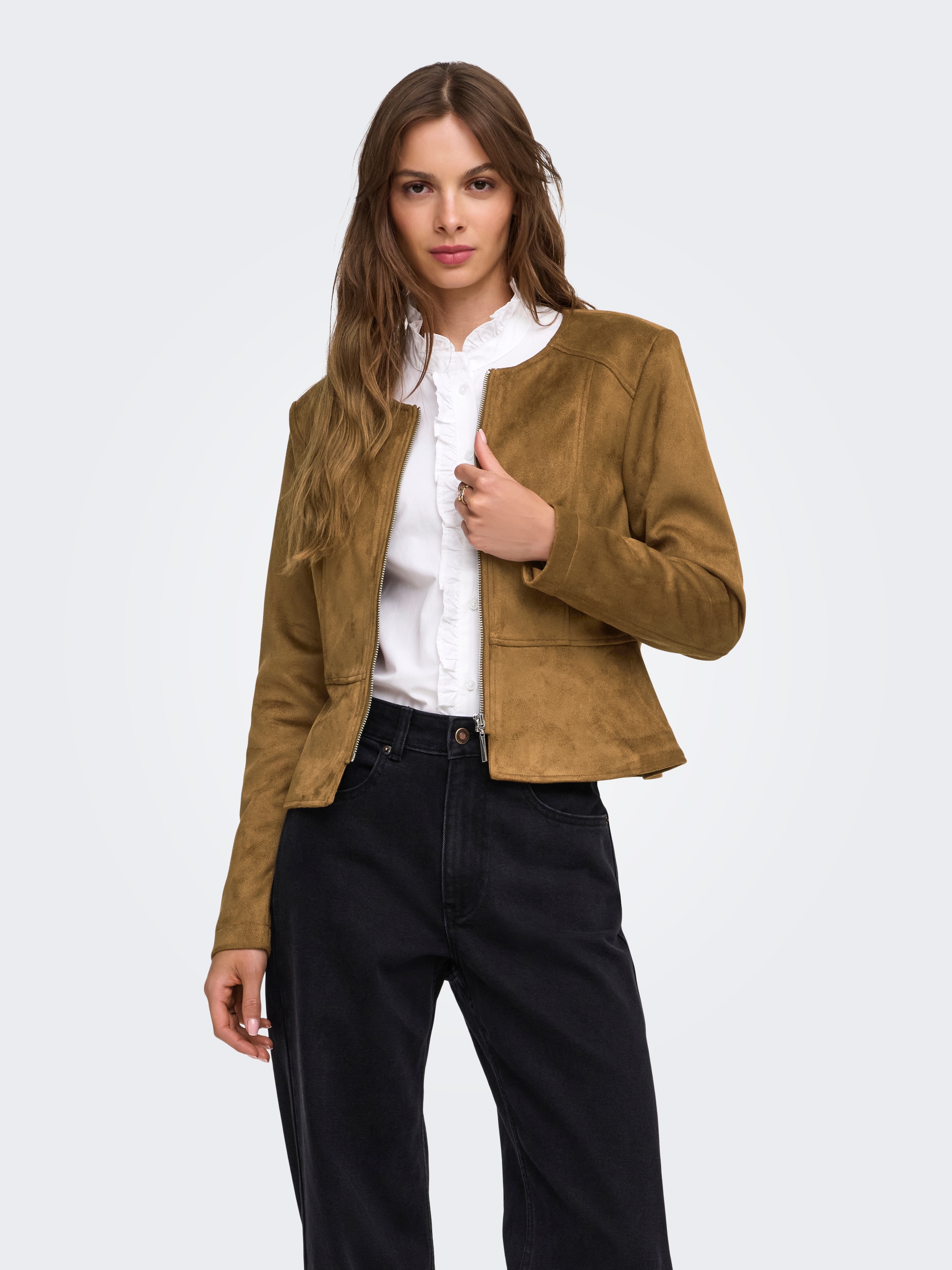 ONLY Veste en imitation cuir »ONLSARAMY FAUX SUEDE JACKET OTW« Kunstfaser, Wildlederimitat