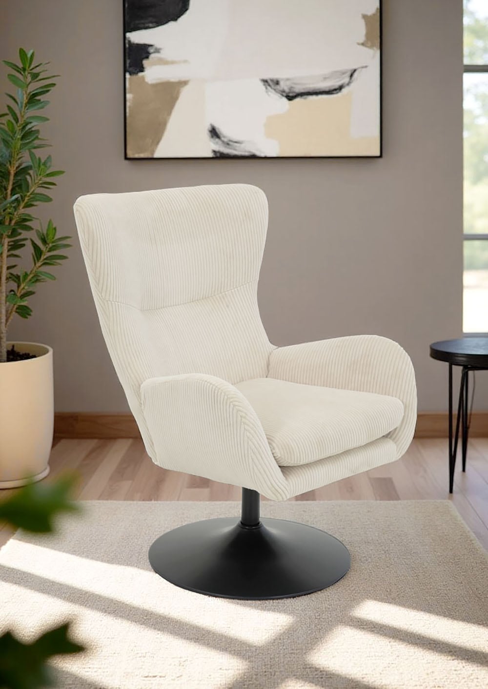 HELA Fauteuil lounge »SAMOS« 1 cuis tlg. fauteuil; pivotant; piètement trompette; microfibre large côtelé; accoudoirs