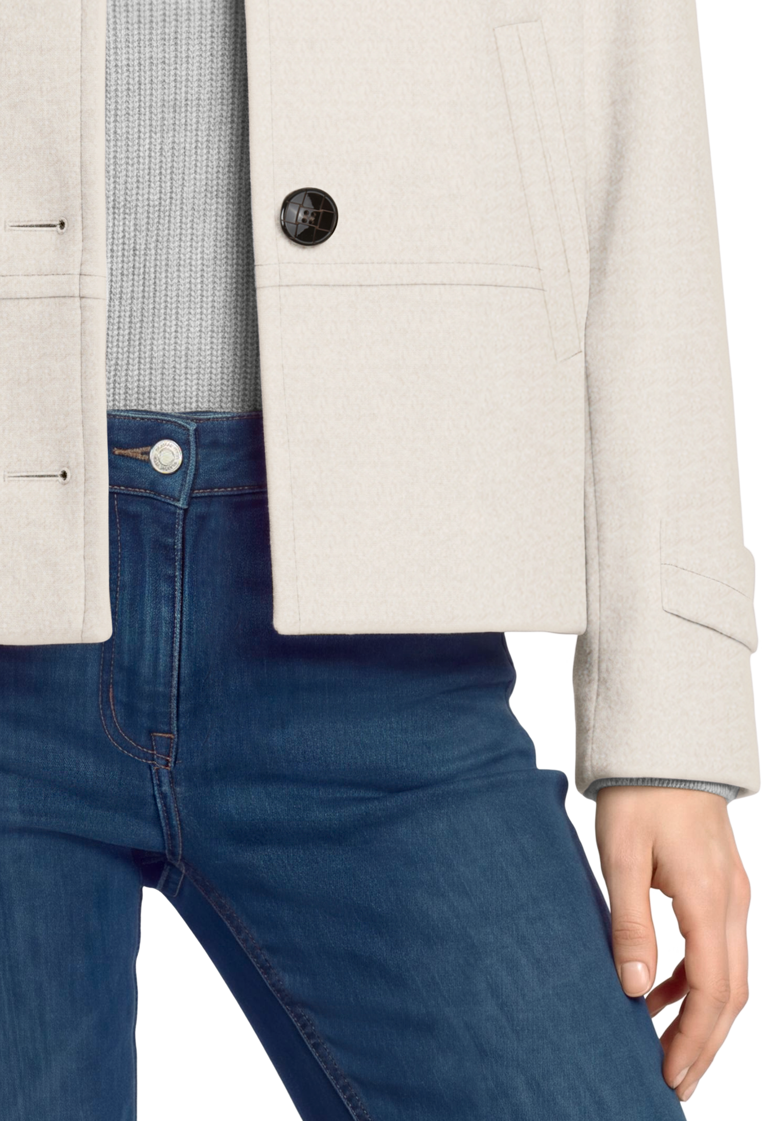 Gil Bret Veste en laine sans capuche avec col chemise et patte de boutonnage