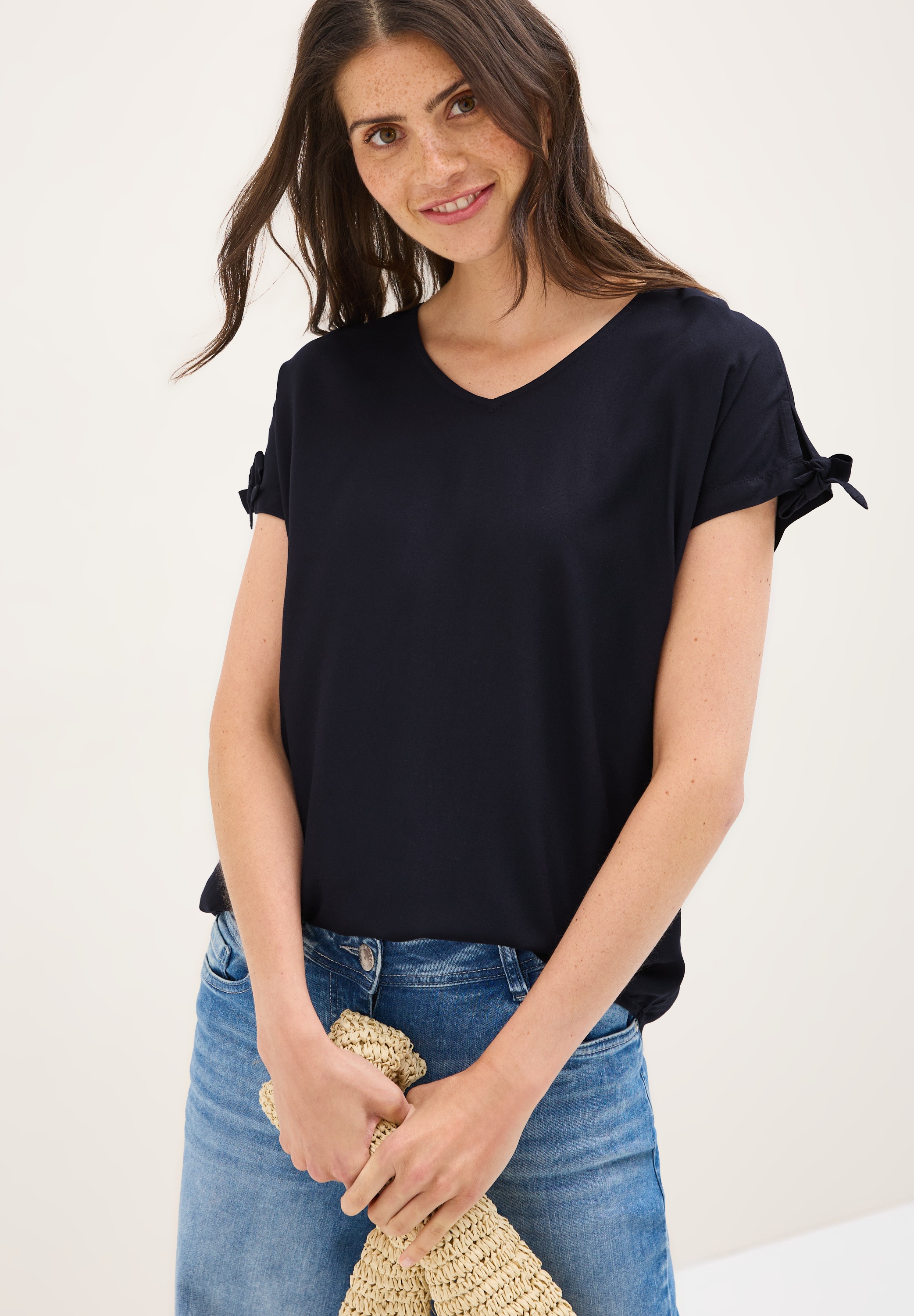 Cecil T-Shirt, Blusenshirt mit gerundetem V-Ausschnitt