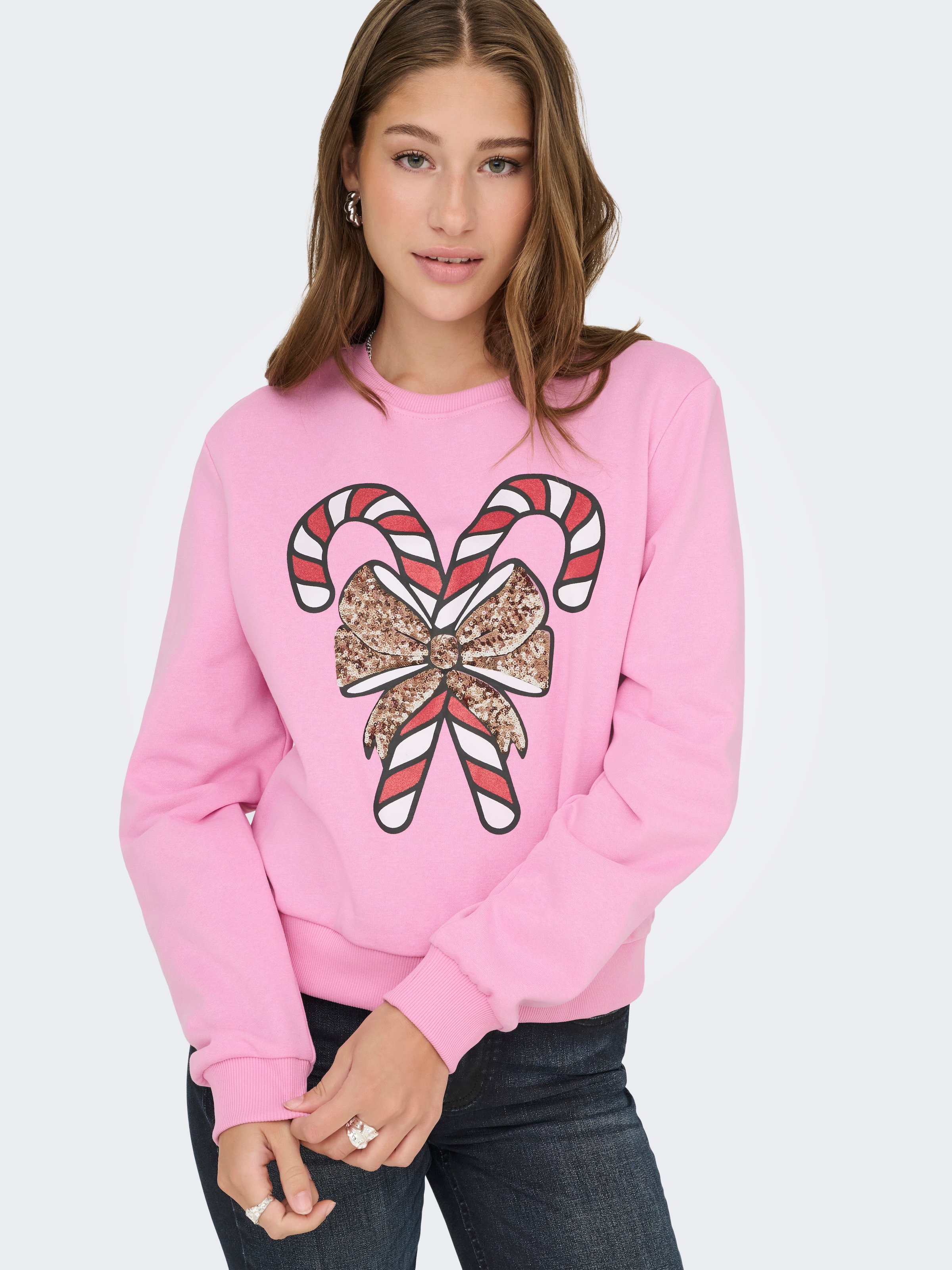 ONLY Weihnachtssweatshirt »ONLYDA XMAS L/S O-NECK BOX SWT«, Baumwollmischung, regular fit
