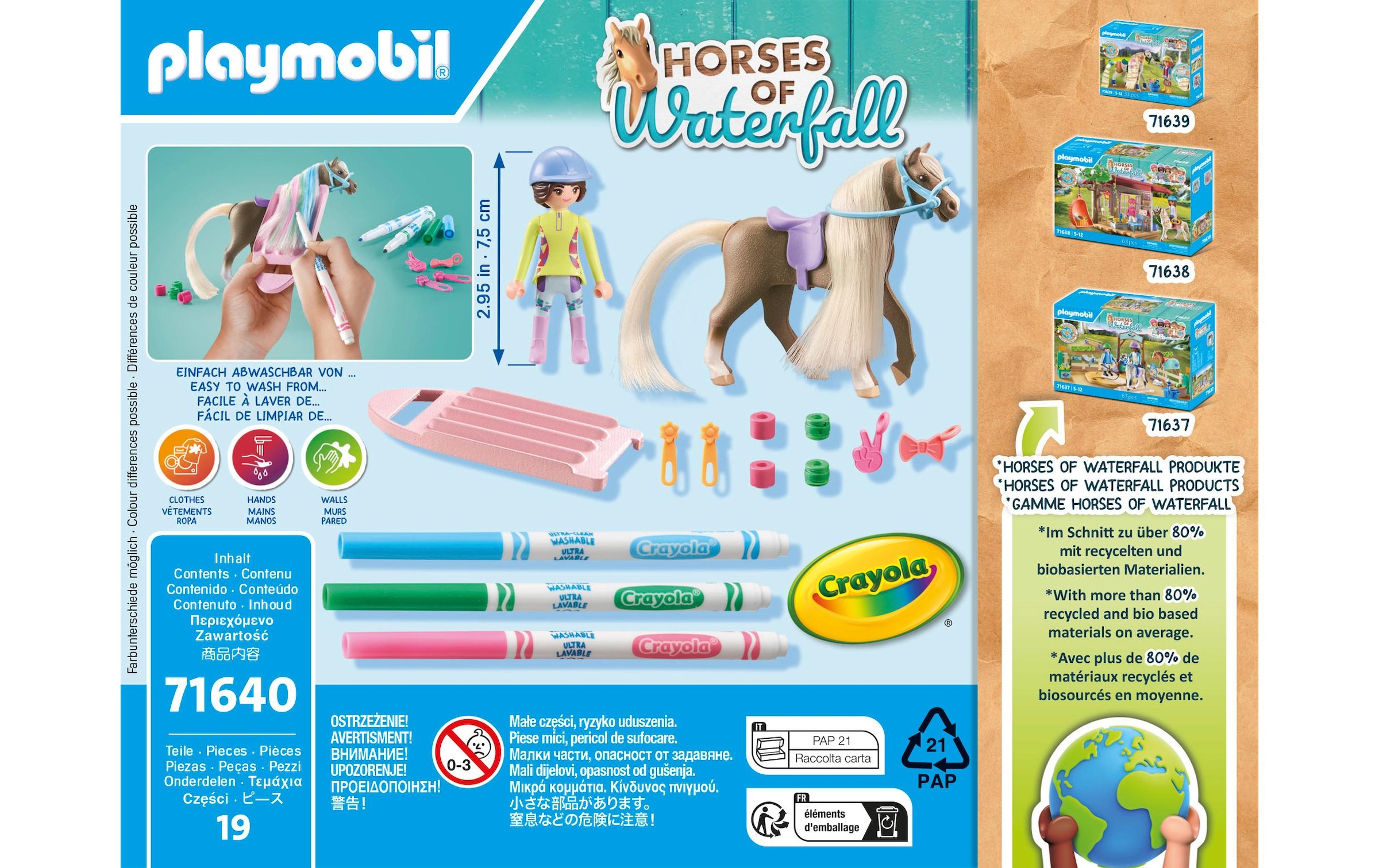 Playmobil® Spielbausteine »Horses of Waterfall Kreativset mit Pferd und Stiften 71640«, (19 St.)