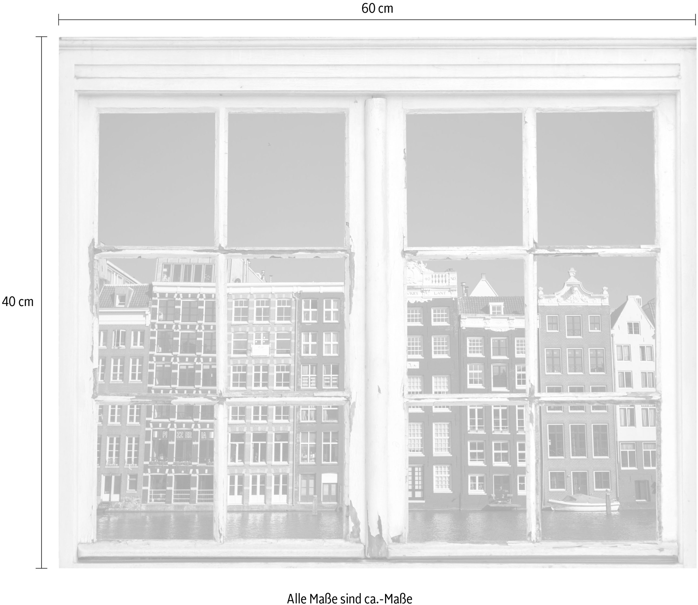 queence Autocollants muraux »Amsterdam« Wandsticker, Wandbild, selbstklebend, 3D, Fenster, Amsterdam