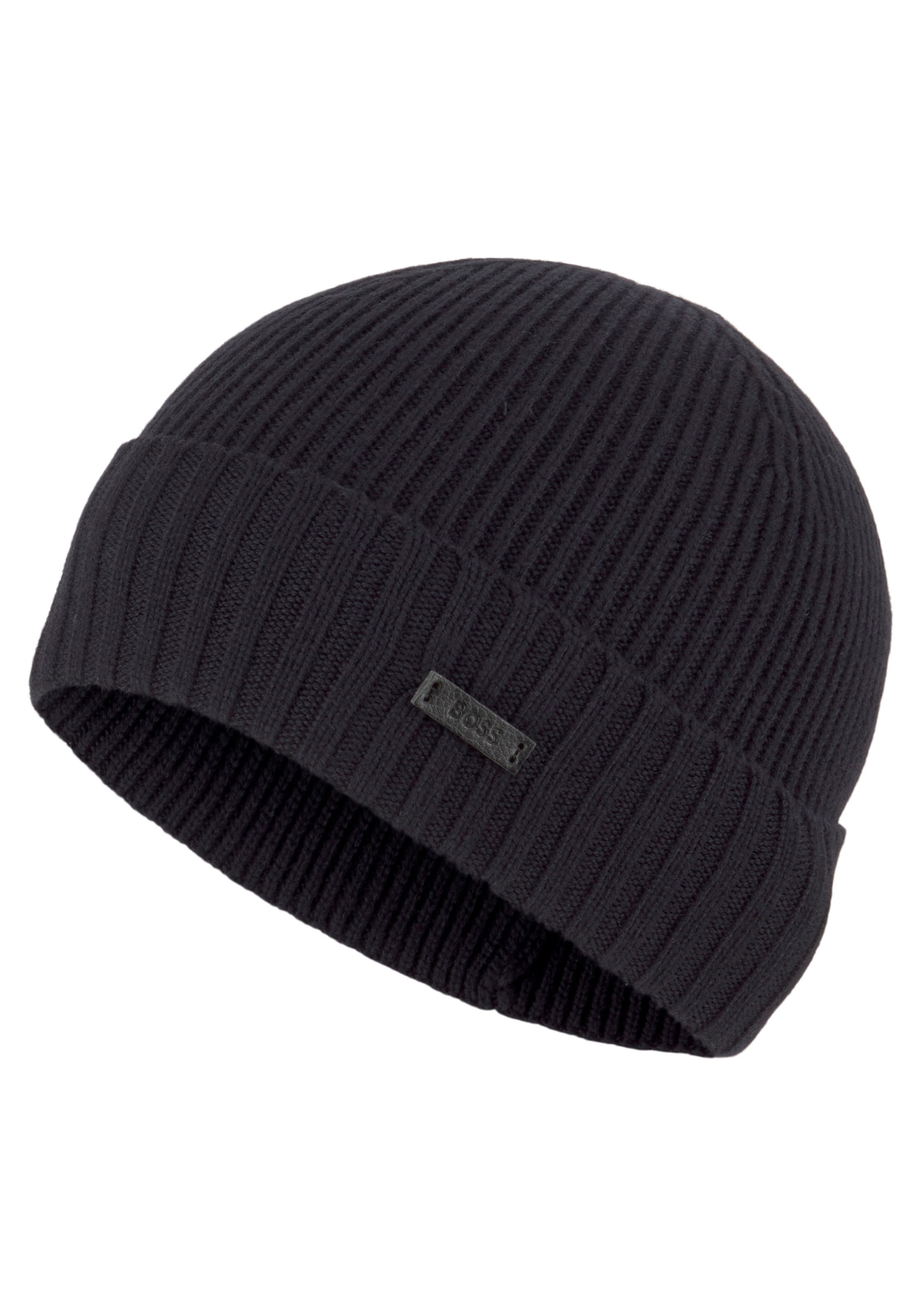 Image of BOSS Beanie "Fati" aus Rippenstrick, unisex