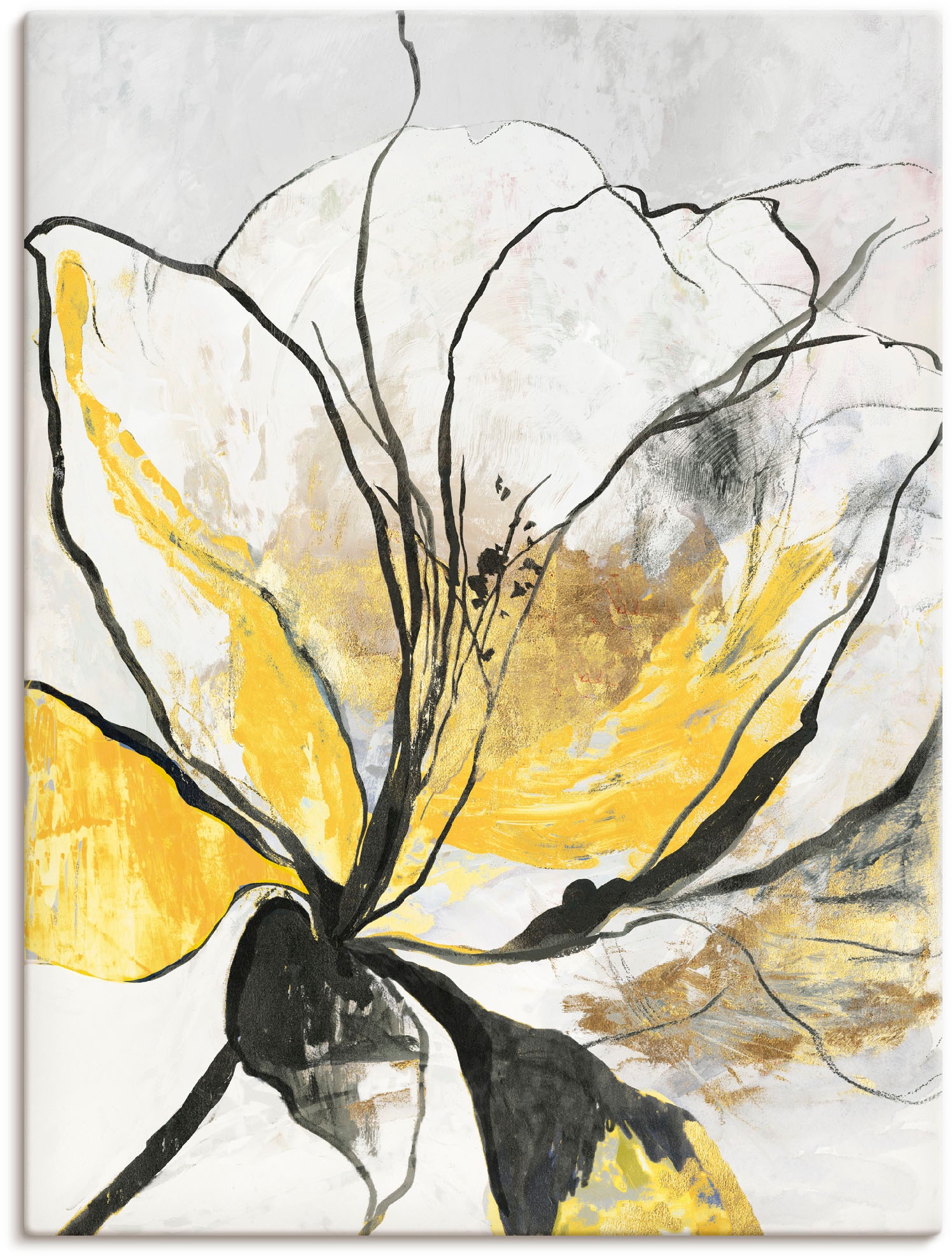 Image of Artland Wandbild "Umrissenes Blumenmuster I gelbe Version" Blumenbilder 1 Stk. tlg. als Leinwandbild, Poster in verschied. Grössen