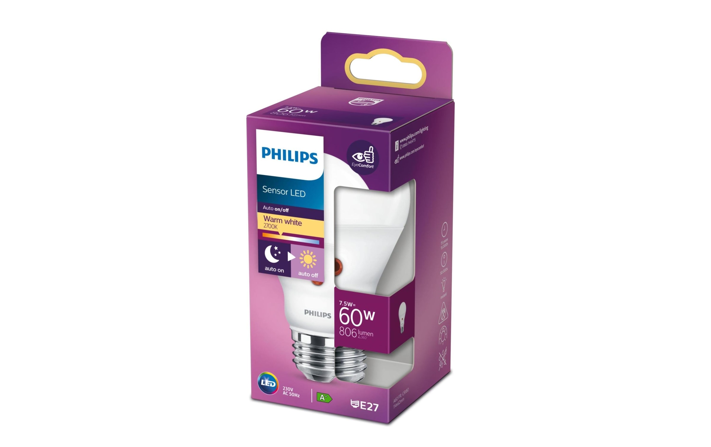 Philips LED-Leuchtmittel »45053 W (60 W) E27 Warm«, E27, Warmweiss