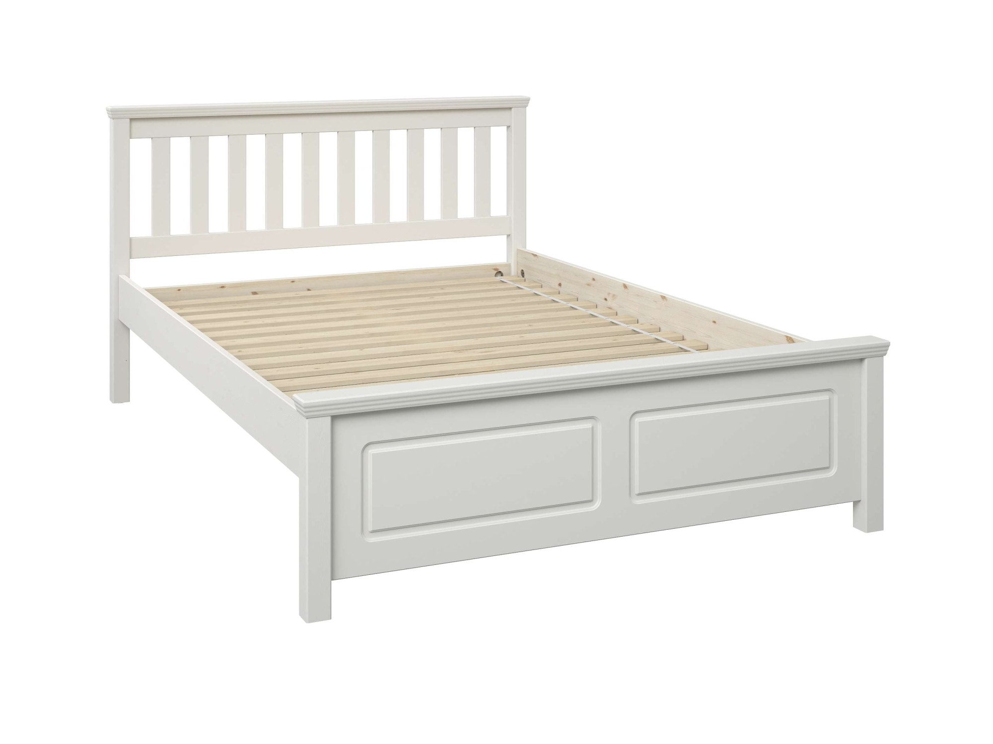 GOODproduct Bett »Fredegard, skandinavischer Stil, vielseitig kombinierbar, 2 Breiten« 180er oder 140er Breite,  teilmassiv, Sprossen am Kopfteil, mit Lattenrost, Kassettenoptik