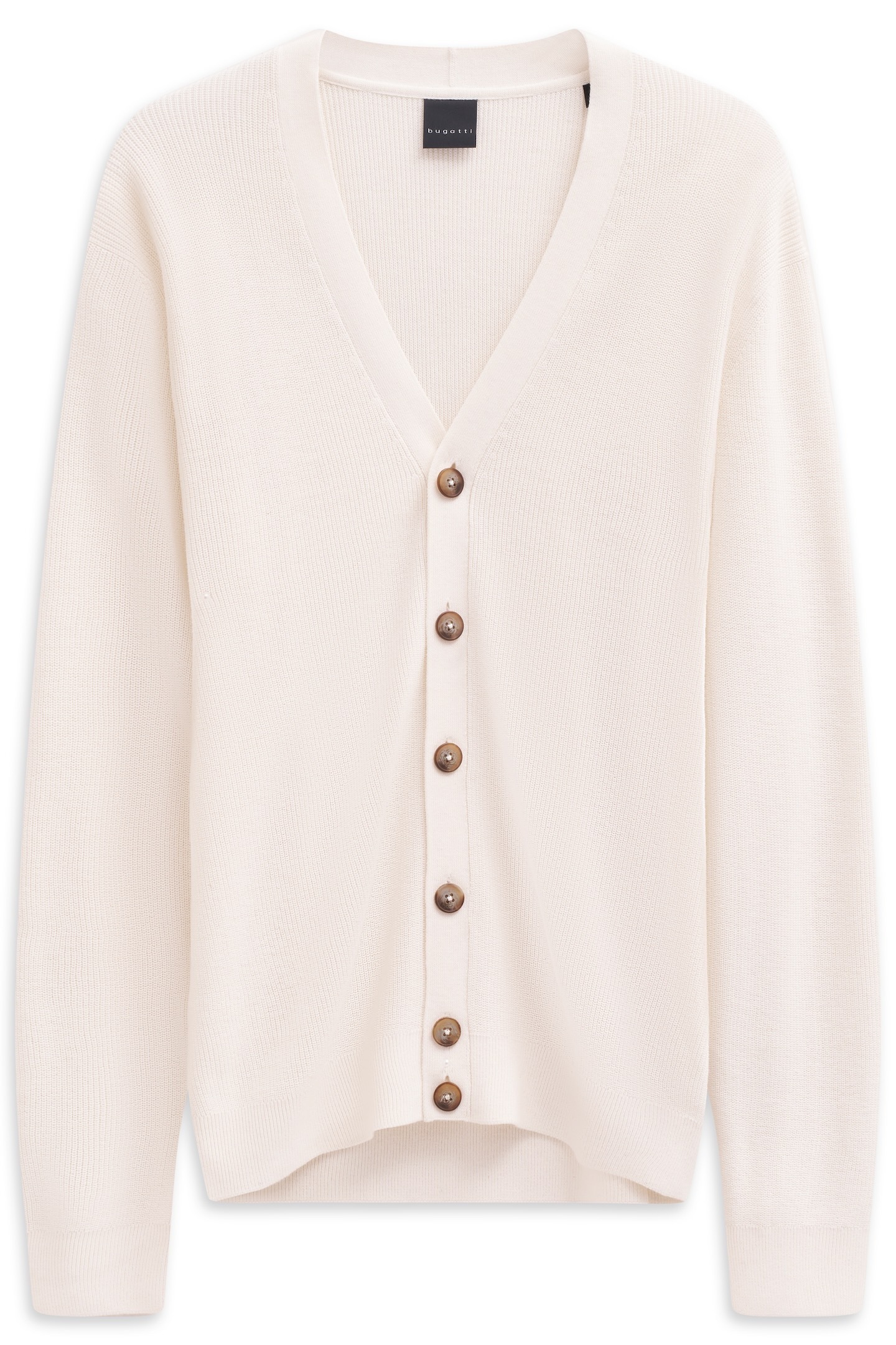 bugatti Cardigan »Regular Fit« mit V-Ausschnitt und Ripp-Struktur