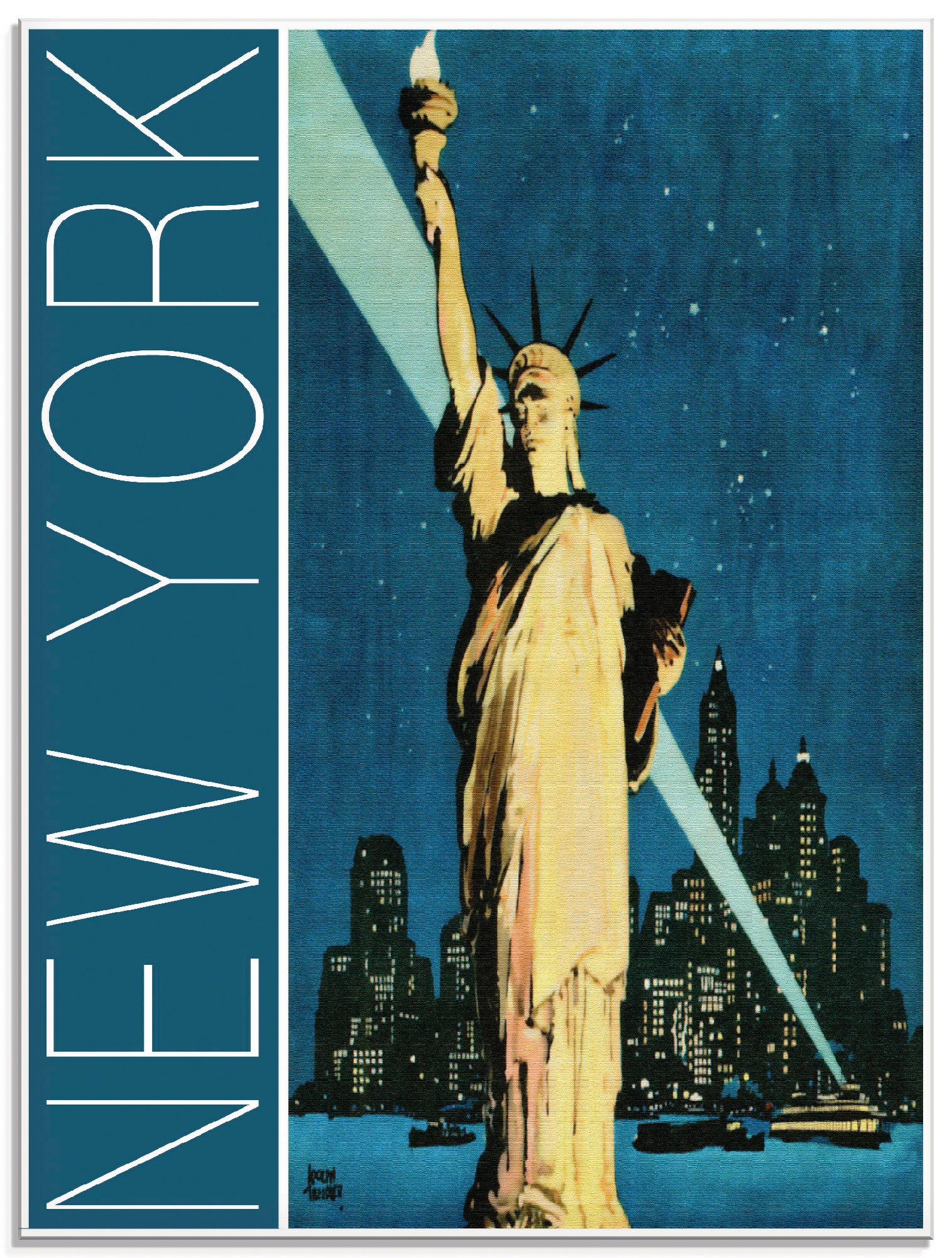 Image of Artland Glasbild "New York Vintage Reiseplakat" Amerika 1 Stk. tlg. in verschiedenen Grössen
