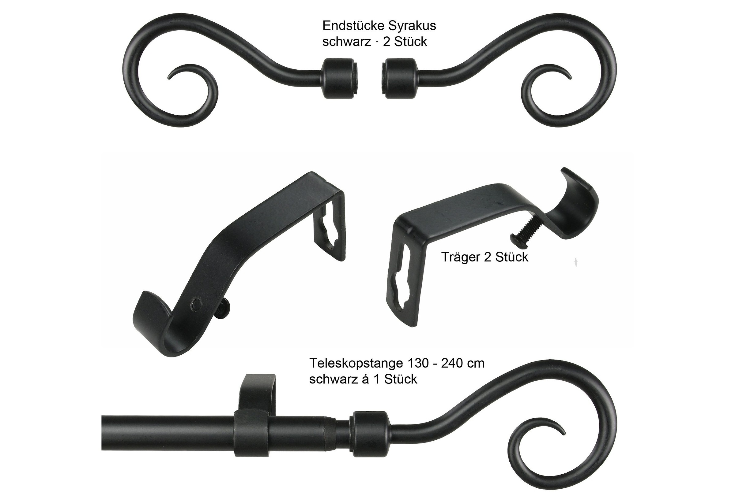 Liedeco Gardinenstange "Syrakus Ã˜ 16 mm" Ø 16 mm 1 läufig-läufig ausziehbar