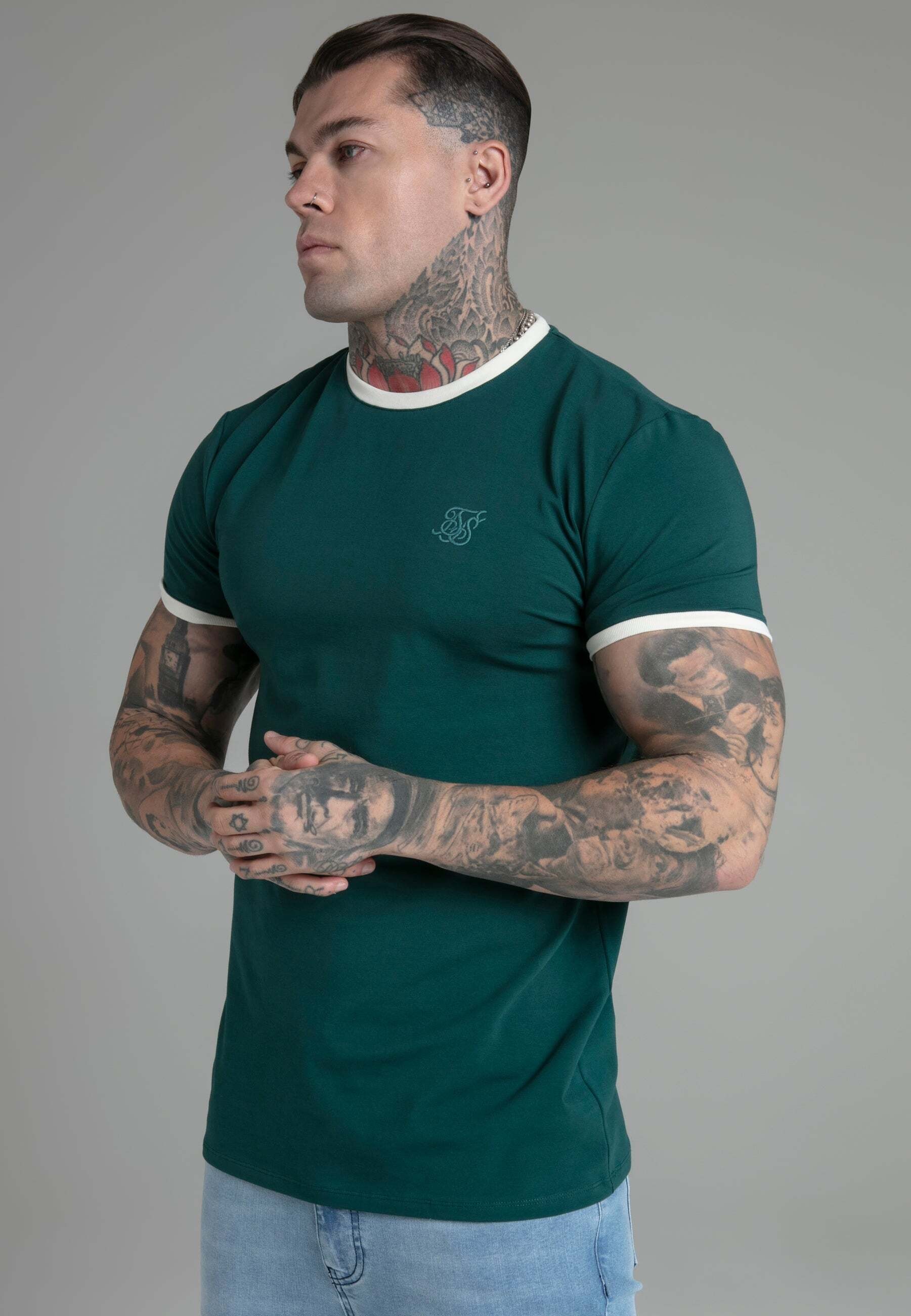 T-Shirt »Siksilk T-Shirt Ringer T-Shirt in Green«