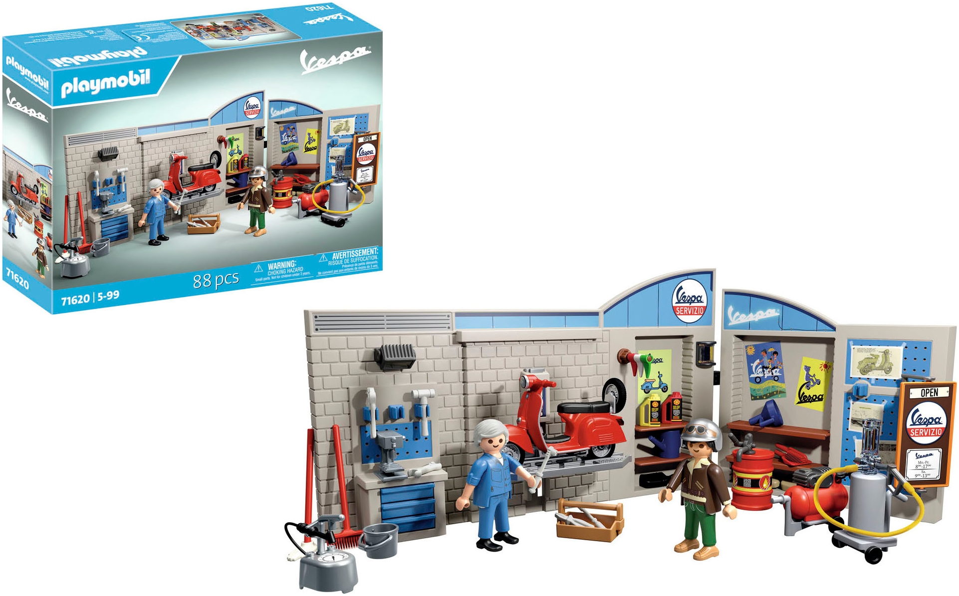 Playmobil® Jeu de construction »60s Vespa Garage (71620), Vespa« fabriqué en Europe