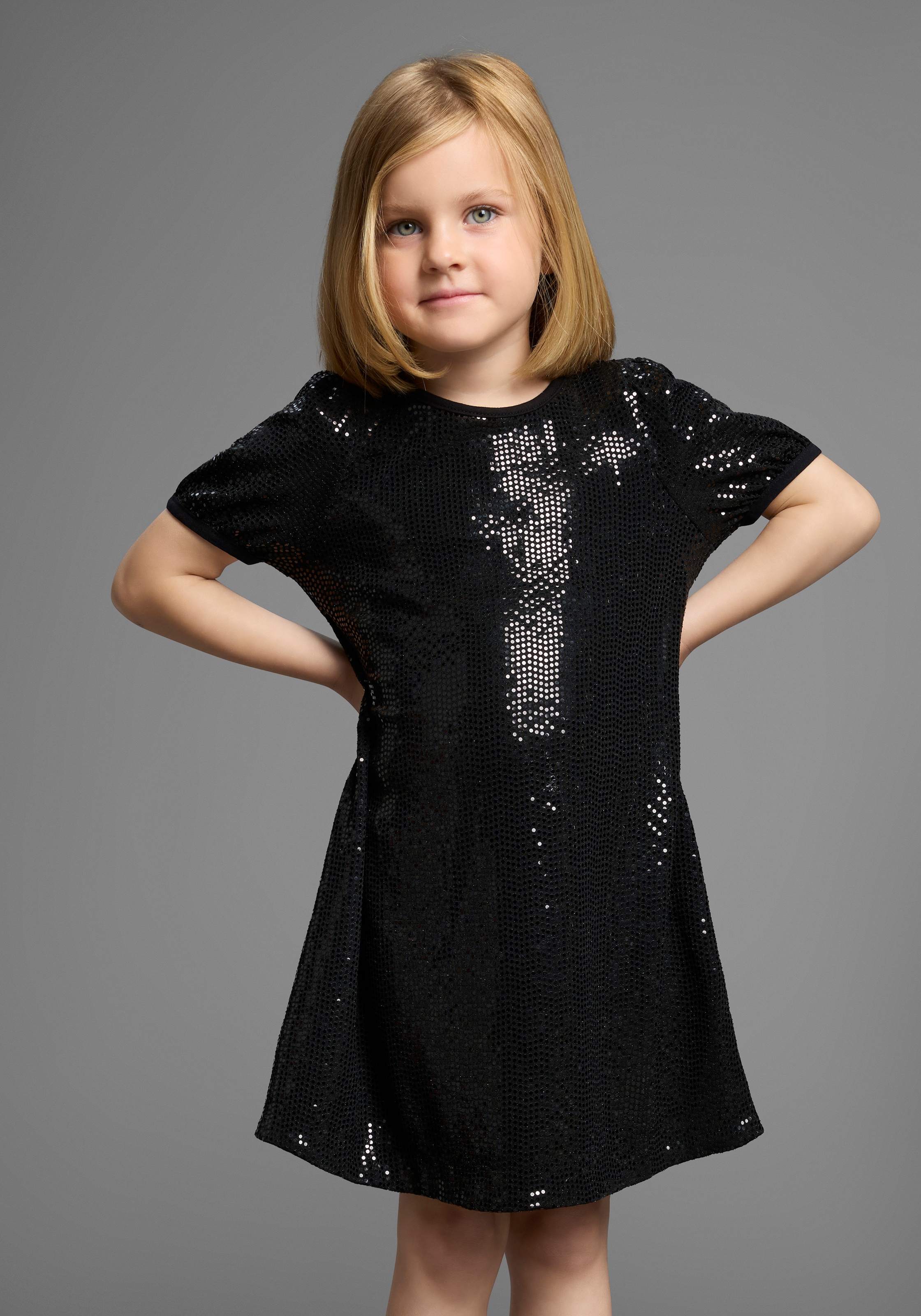 KIDSWORLD Robe en jersey »Shirtkleid in Pailletten-Allover-Design« Shirtkleid in Pailletten-Optik
