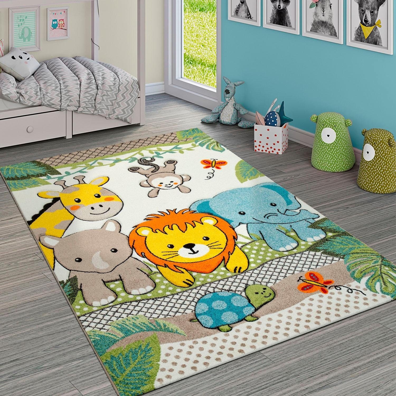 Paco Home Kinderteppich »Diamond 634«, rechteckig, 18 mm Höhe, 3D-Kinder Design, Motiv Zootiere, Kinderzimmer