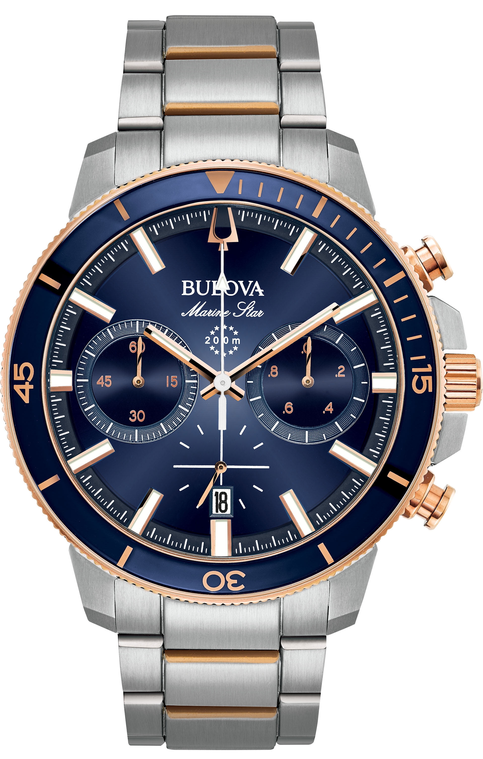 Bulova Chronograph »Marine Star«, Armbanduhr, Quarzuhr, Herrenuhr, Edelstahlarmband, Datum