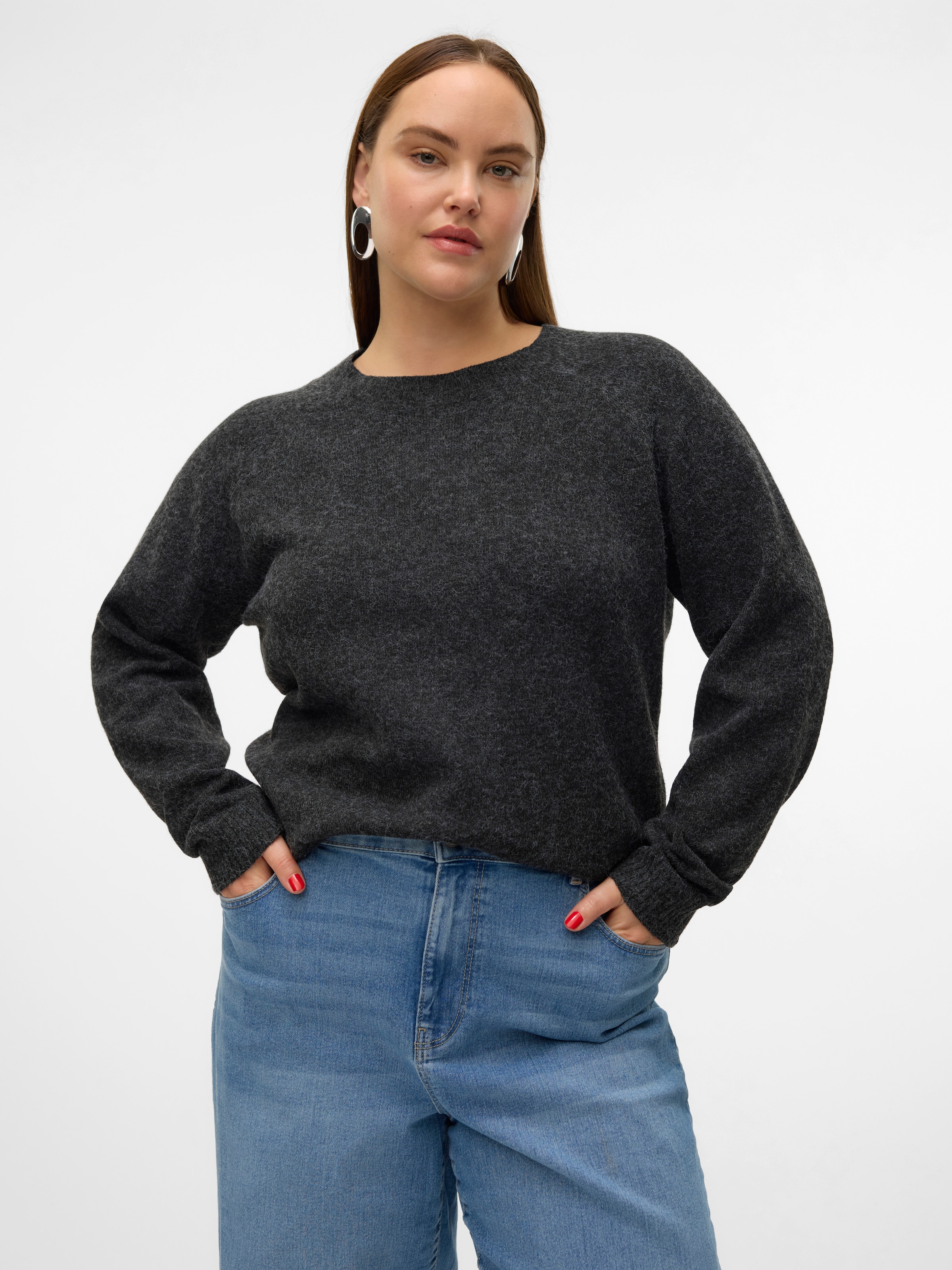 Image of Vero Moda Curve Rundhalspullover "VMCDOFFY LS O-NECK BLOUSE GA NOOS CUR"